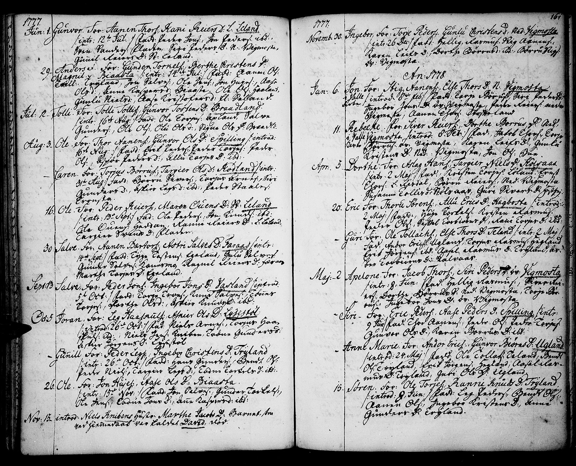 Sør-Audnedal sokneprestkontor, AV/SAK-1111-0039/F/Fa/Fab/L0002: Parish register (official) no. A 2 /3, 1771-1809, p. 161