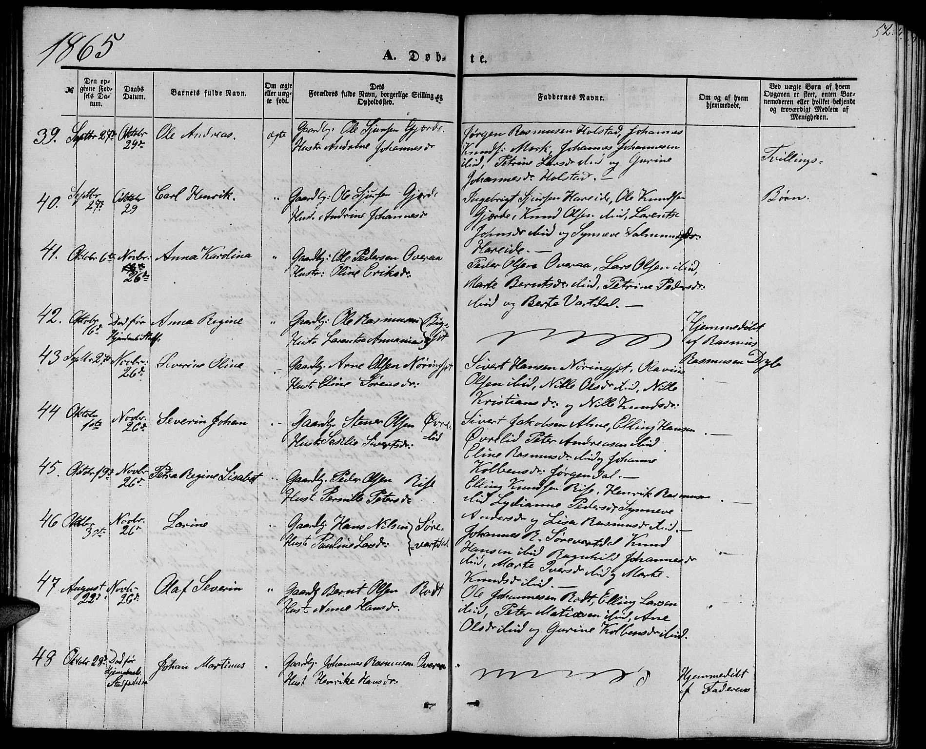 Ministerialprotokoller, klokkerbøker og fødselsregistre - Møre og Romsdal, AV/SAT-A-1454/510/L0124: Parish register (copy) no. 510C01, 1854-1877, p. 52