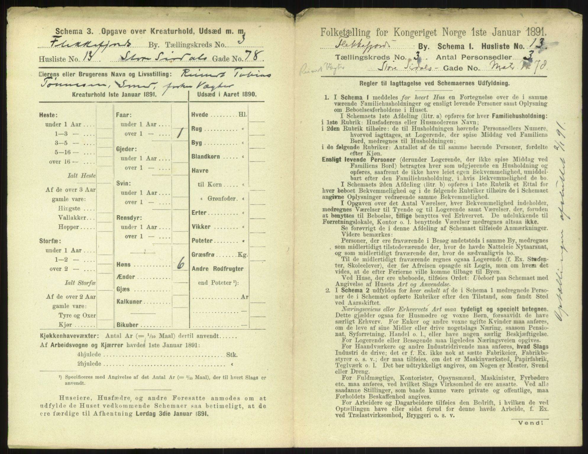 RA, 1891 census for 1004 Flekkefjord, 1891, p. 164