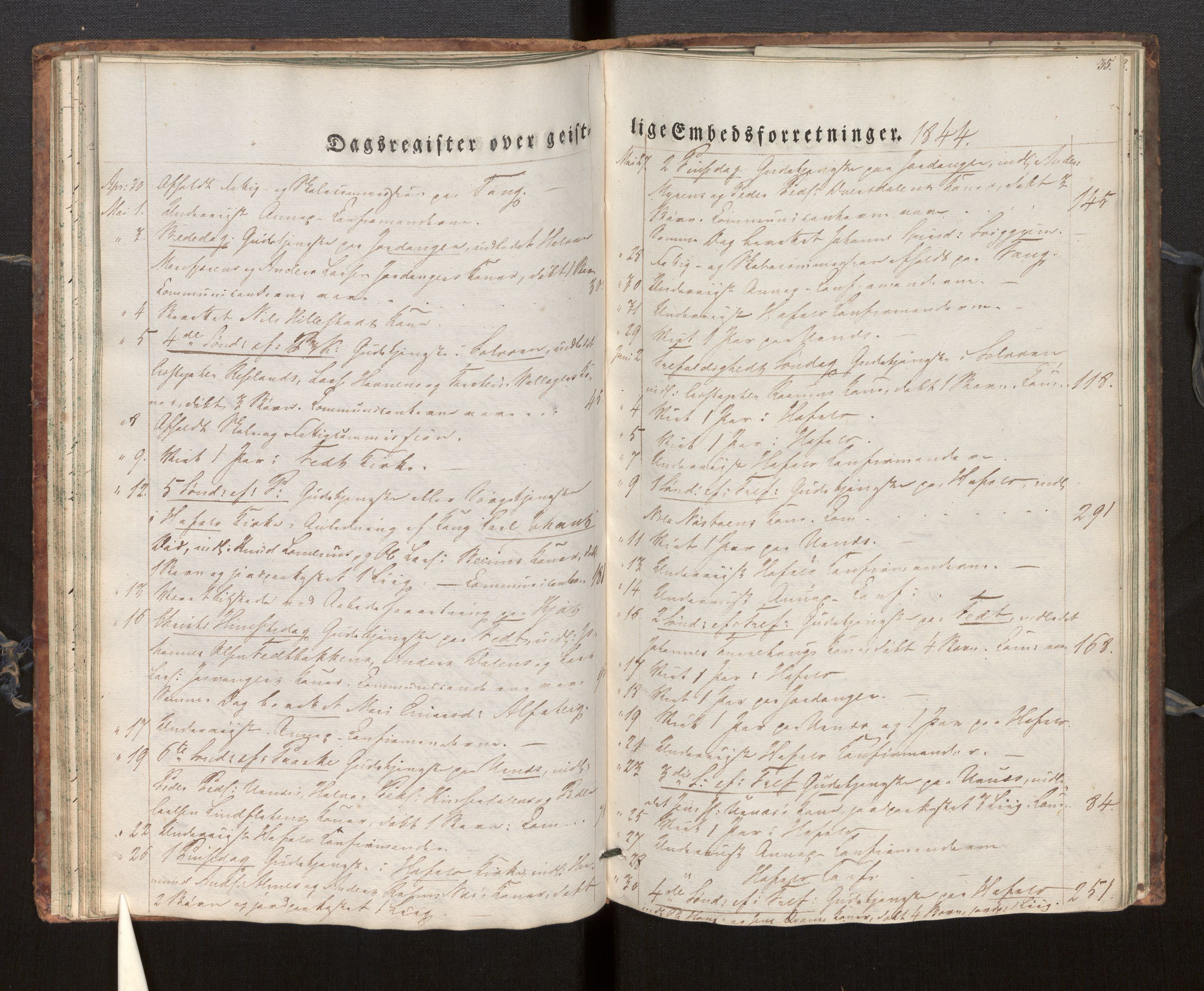 Hafslo sokneprestembete, AV/SAB-A-80301/H/Haa/Haaf/L0001: Diary records no. F 1, 1834-1854, p. 35