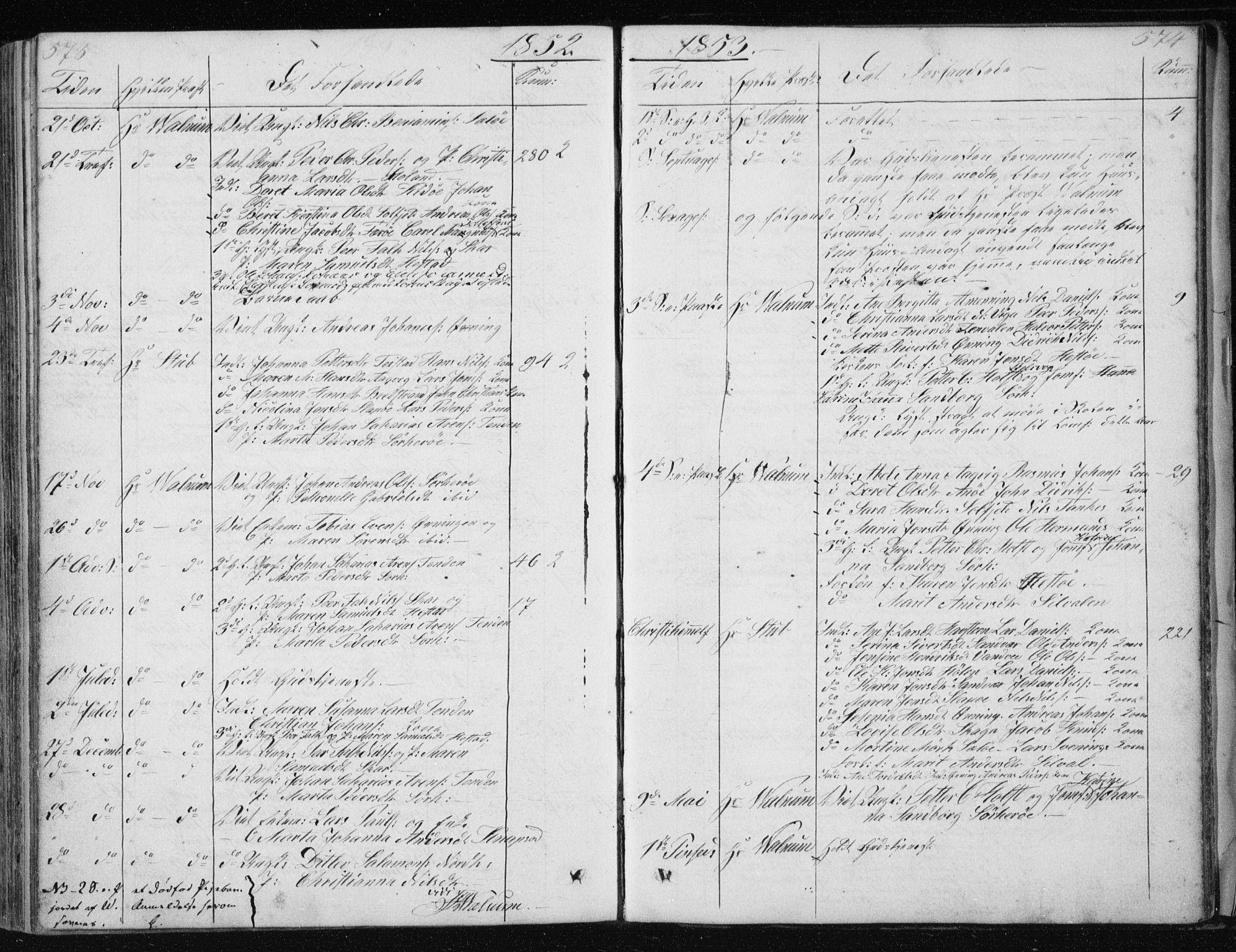 Ministerialprotokoller, klokkerbøker og fødselsregistre - Nordland, SAT/A-1459/834/L0511: Parish register (copy) no. 834C02, 1848-1862, p. 573-574