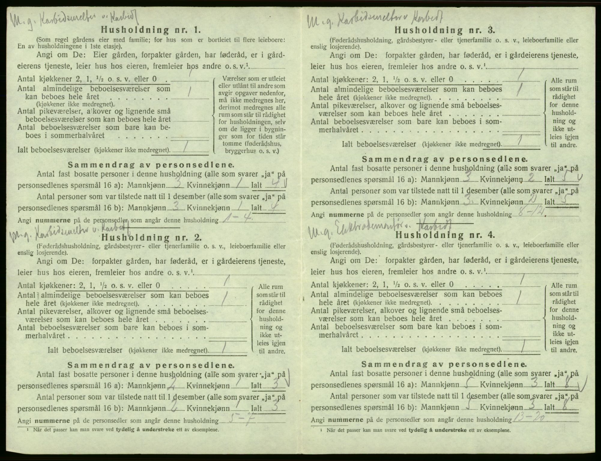 SAB, 1920 census for Odda, 1920, p. 432