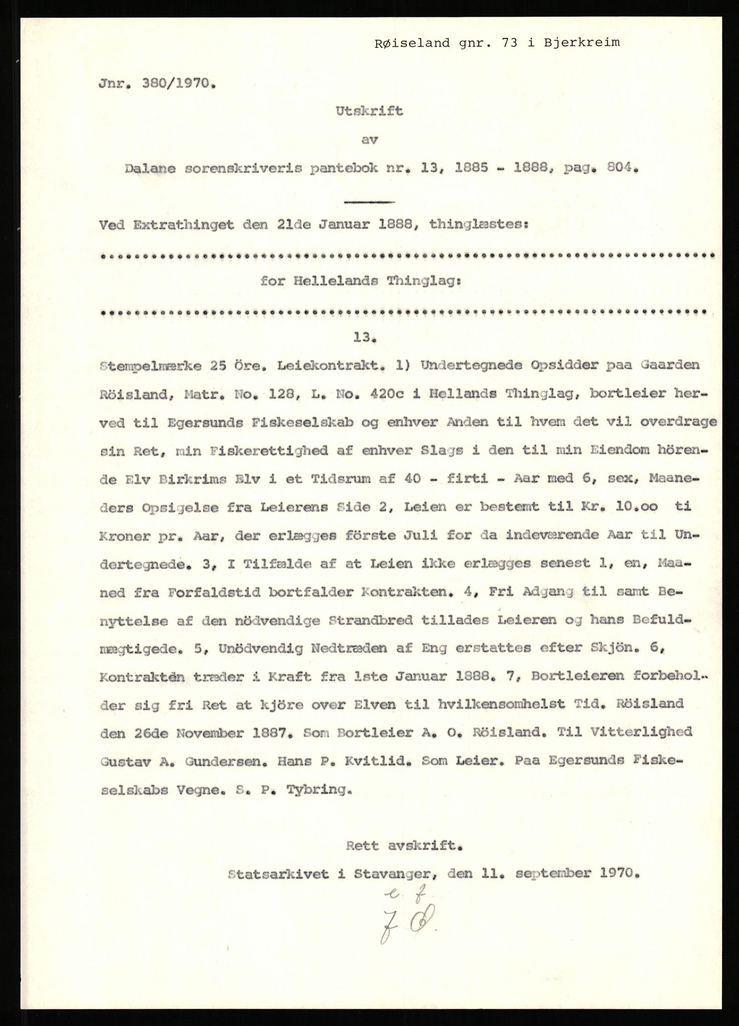 Statsarkivet i Stavanger, SAST/A-101971/03/Y/Yj/L0071: Avskrifter sortert etter gårdsnavn: Røden lille - Røvær, 1750-1930, p. 334