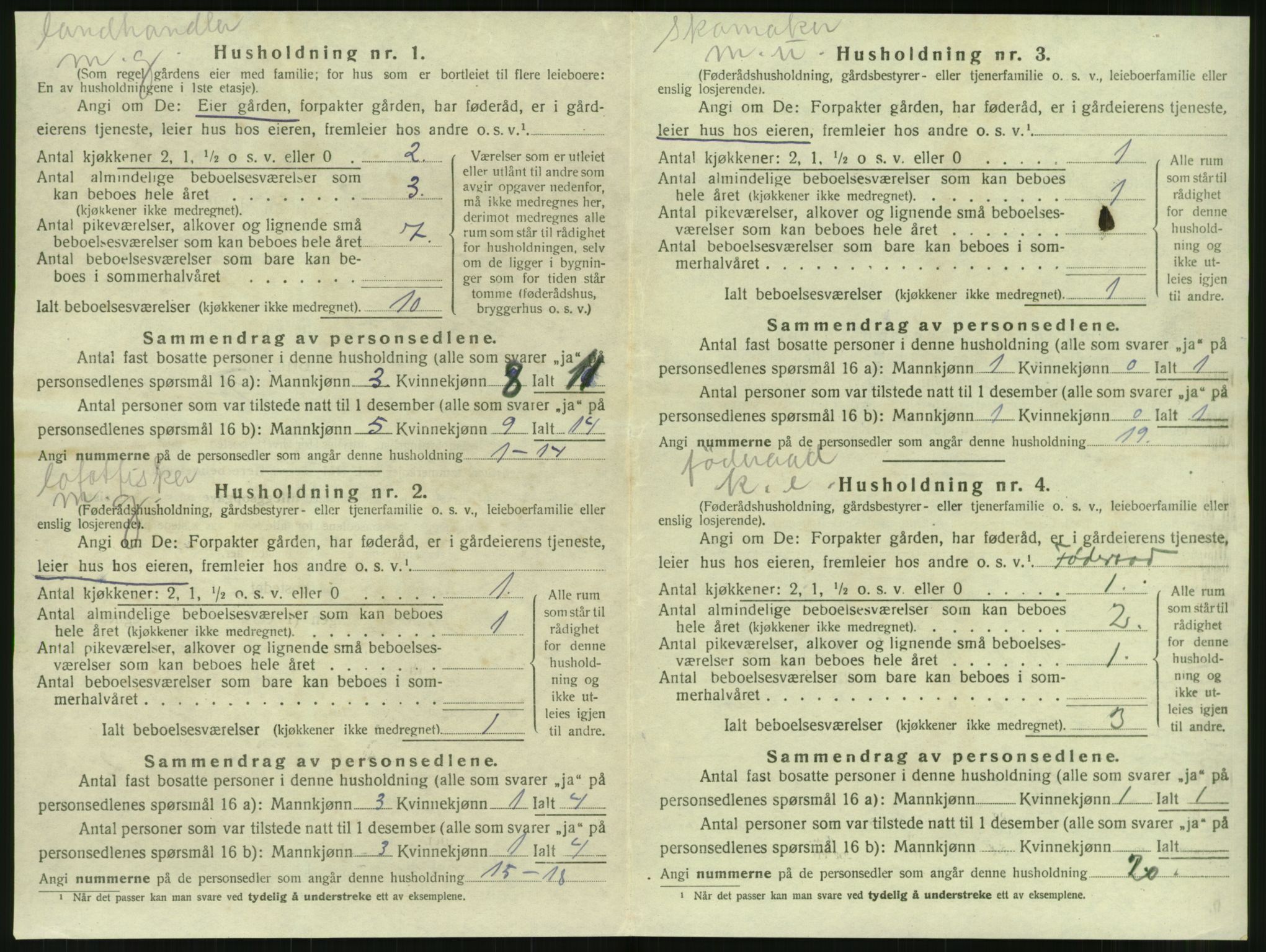 SAT, 1920 census for Vevelstad, 1920, p. 171