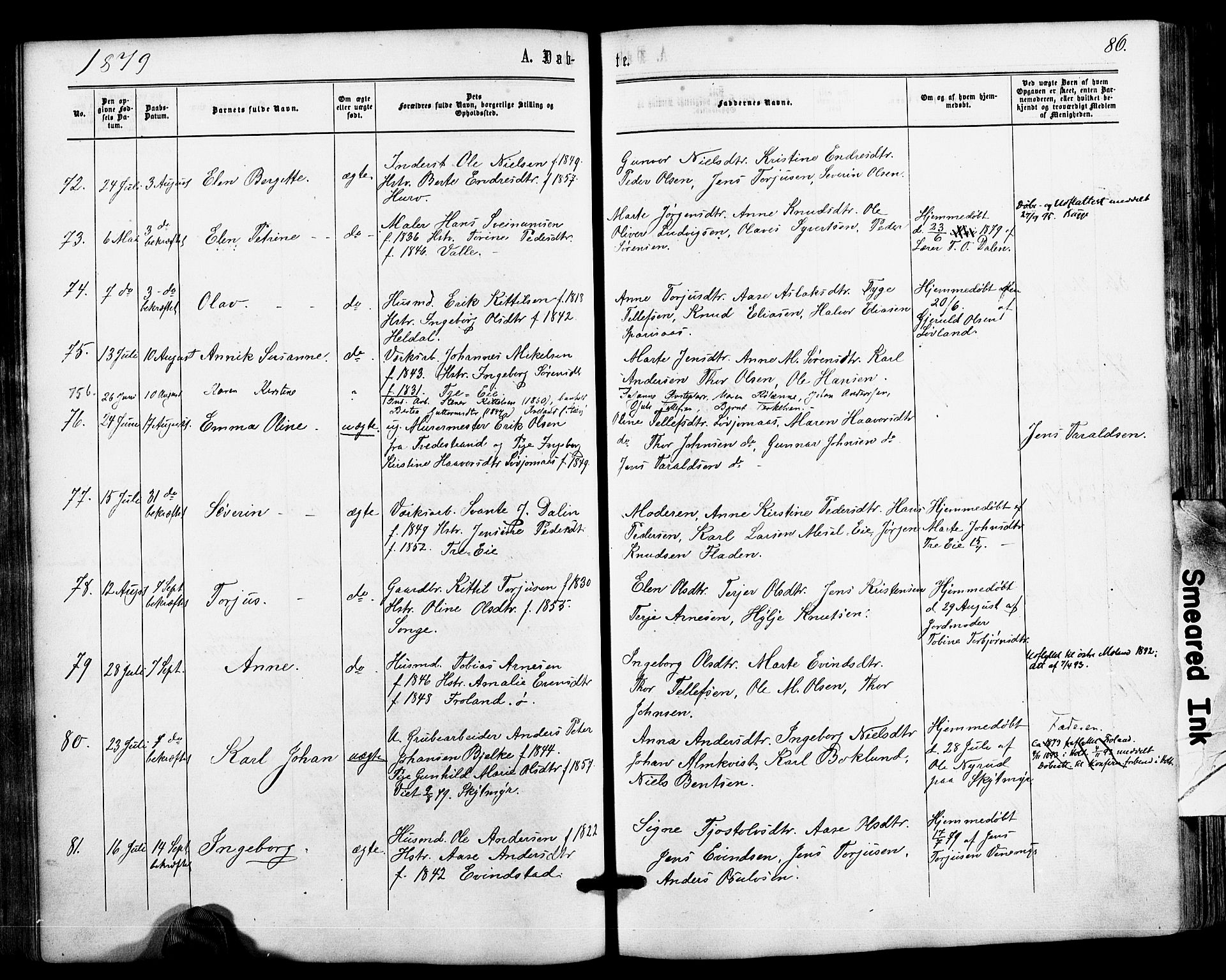 Froland sokneprestkontor, SAK/1111-0013/F/Fa/L0003: Parish register (official) no. A 3, 1864-1881, p. 86