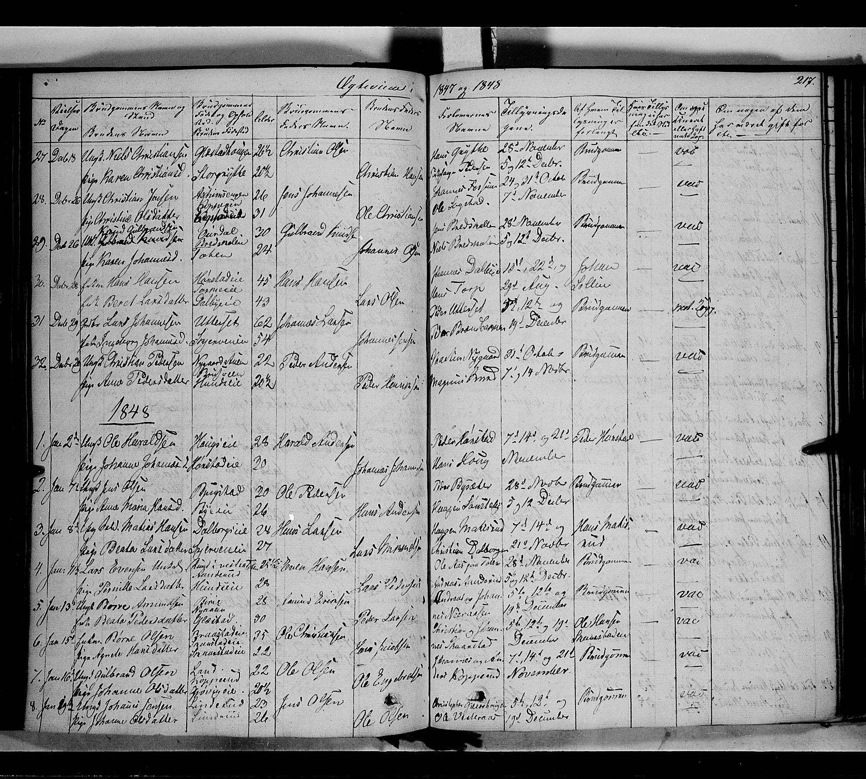 Vardal prestekontor, SAH/PREST-100/H/Ha/Haa/L0005: Parish register (official) no. 5, 1831-1853, p. 217