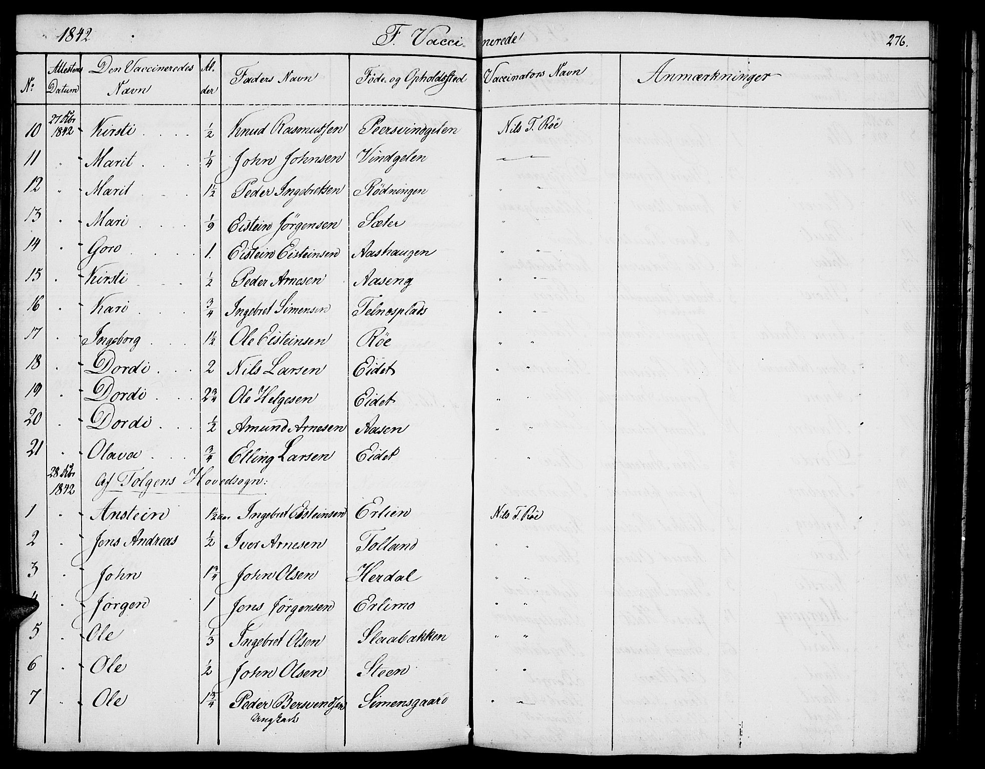 Tolga prestekontor, SAH/PREST-062/K/L0005: Parish register (official) no. 5, 1836-1852, p. 276