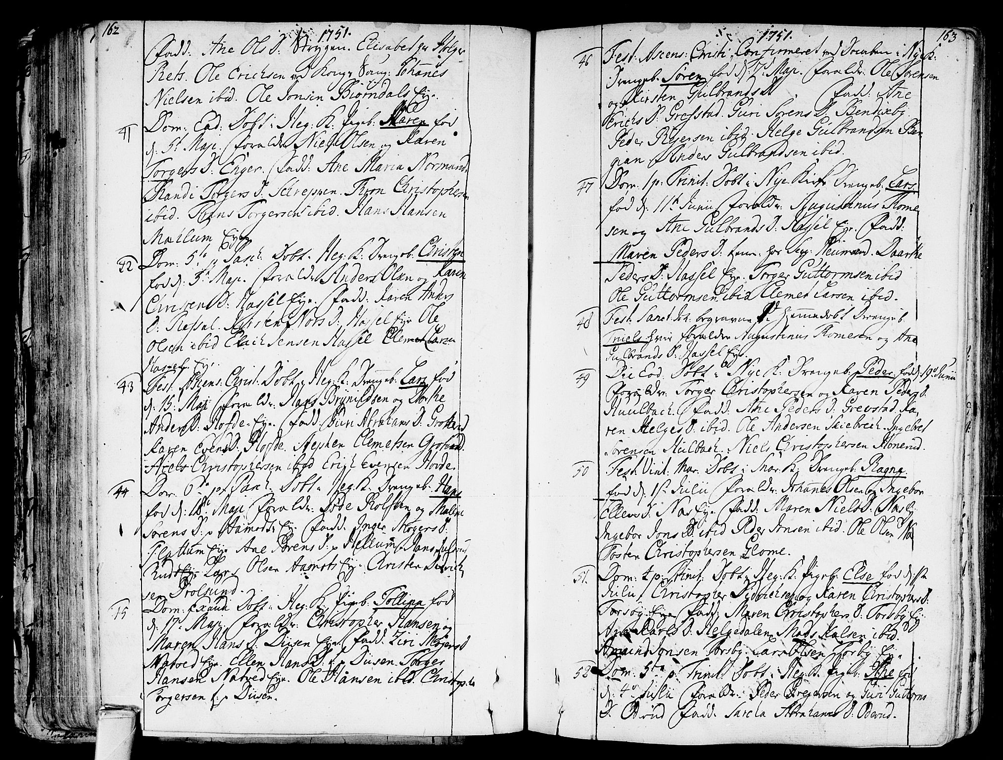 Modum kirkebøker, AV/SAKO-A-234/F/Fa/L0002: Parish register (official) no. 2, 1741-1782, p. 162-163