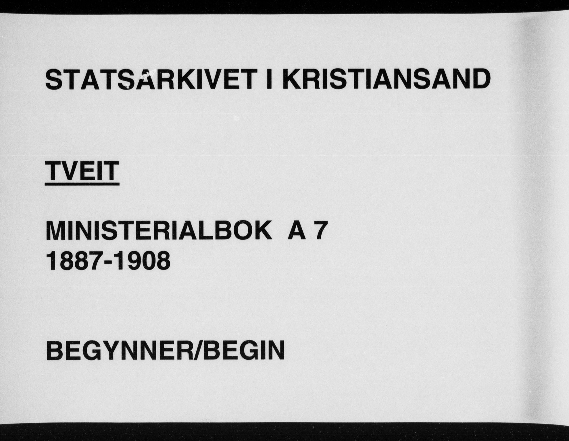 Tveit sokneprestkontor, SAK/1111-0043/F/Fa/L0007: Parish register (official) no. A 7, 1887-1908