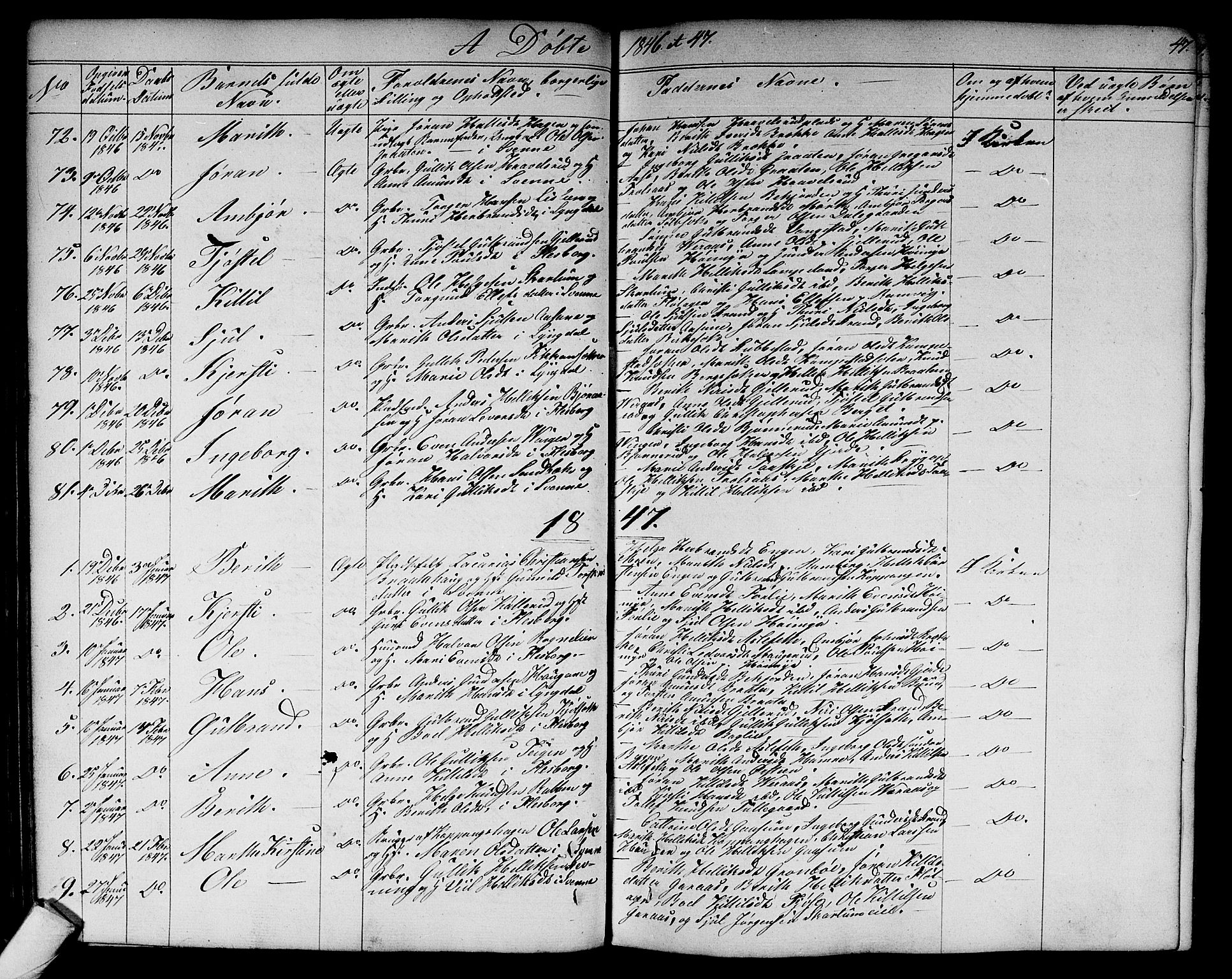 Flesberg kirkebøker, SAKO/A-18/G/Ga/L0002: Parish register (copy) no. I 2, 1834-1860, p. 47