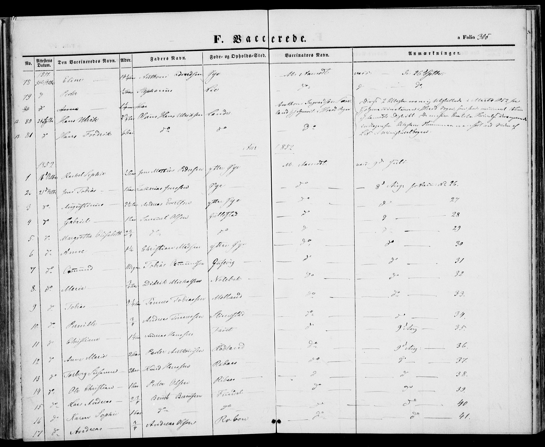 Kvinesdal sokneprestkontor, SAK/1111-0026/F/Fa/Fab/L0005: Parish register (official) no. A 5, 1844-1857, p. 305