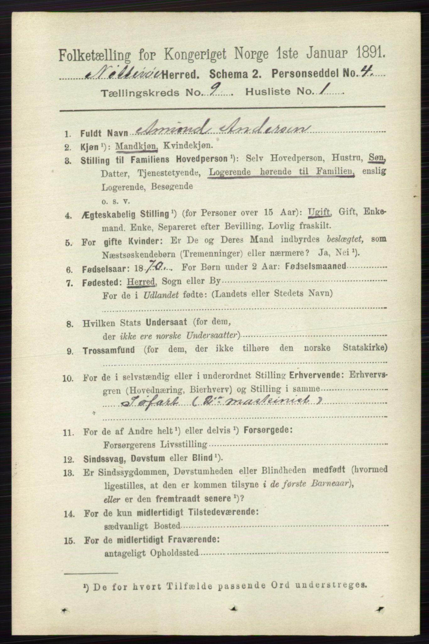 RA, 1891 census for 0722 Nøtterøy, 1891, p. 4560