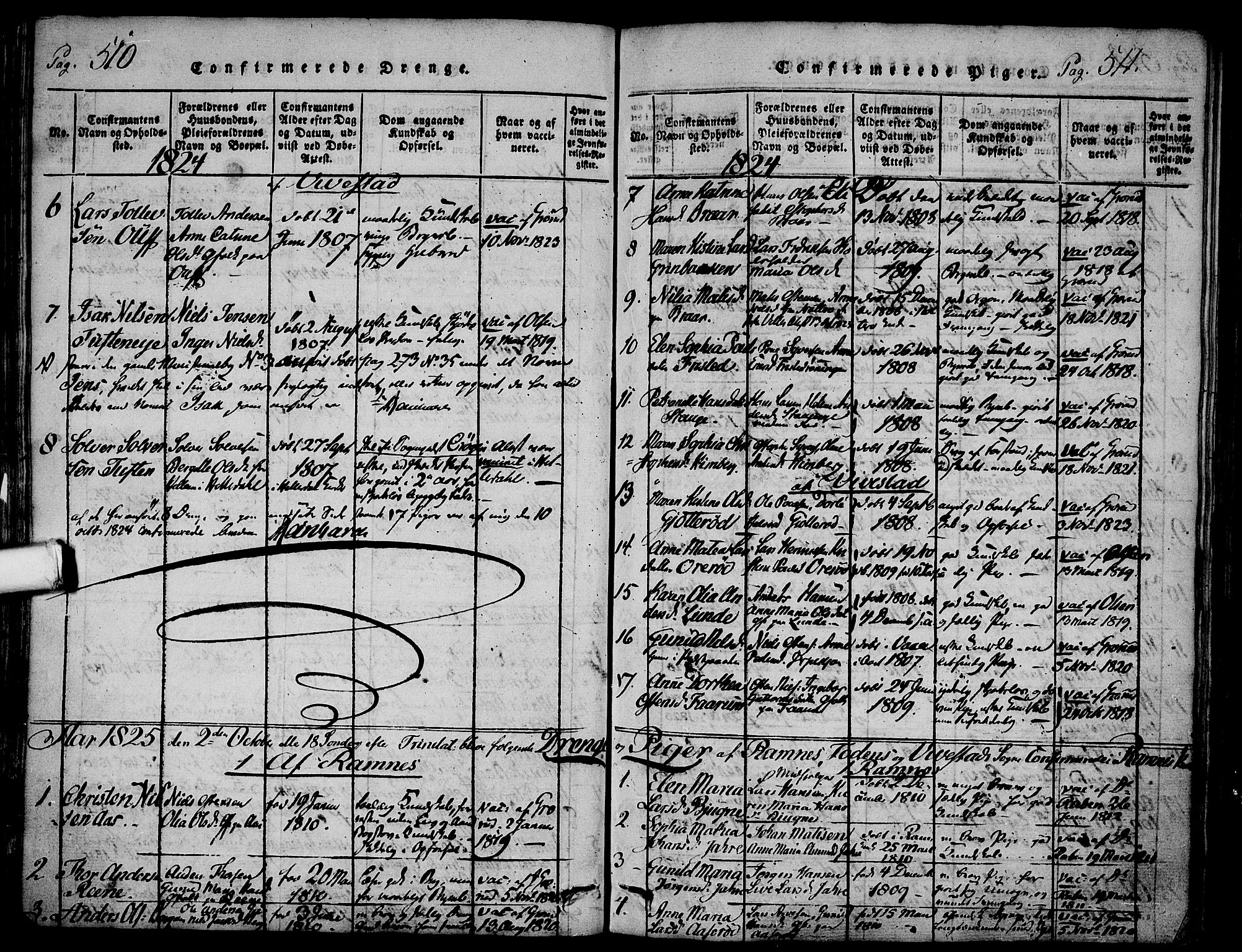 Ramnes kirkebøker, AV/SAKO-A-314/F/Fa/L0004: Parish register (official) no. I 4, 1813-1840, p. 510-511