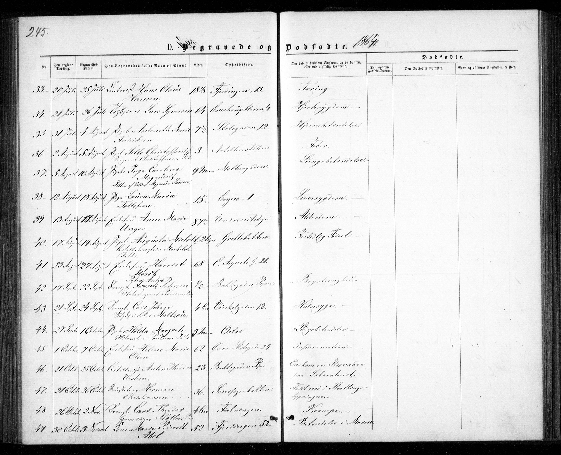 Garnisonsmenigheten Kirkebøker, SAO/A-10846/G/Ga/L0006: Parish register (copy) no. 6, 1860-1880, p. 245