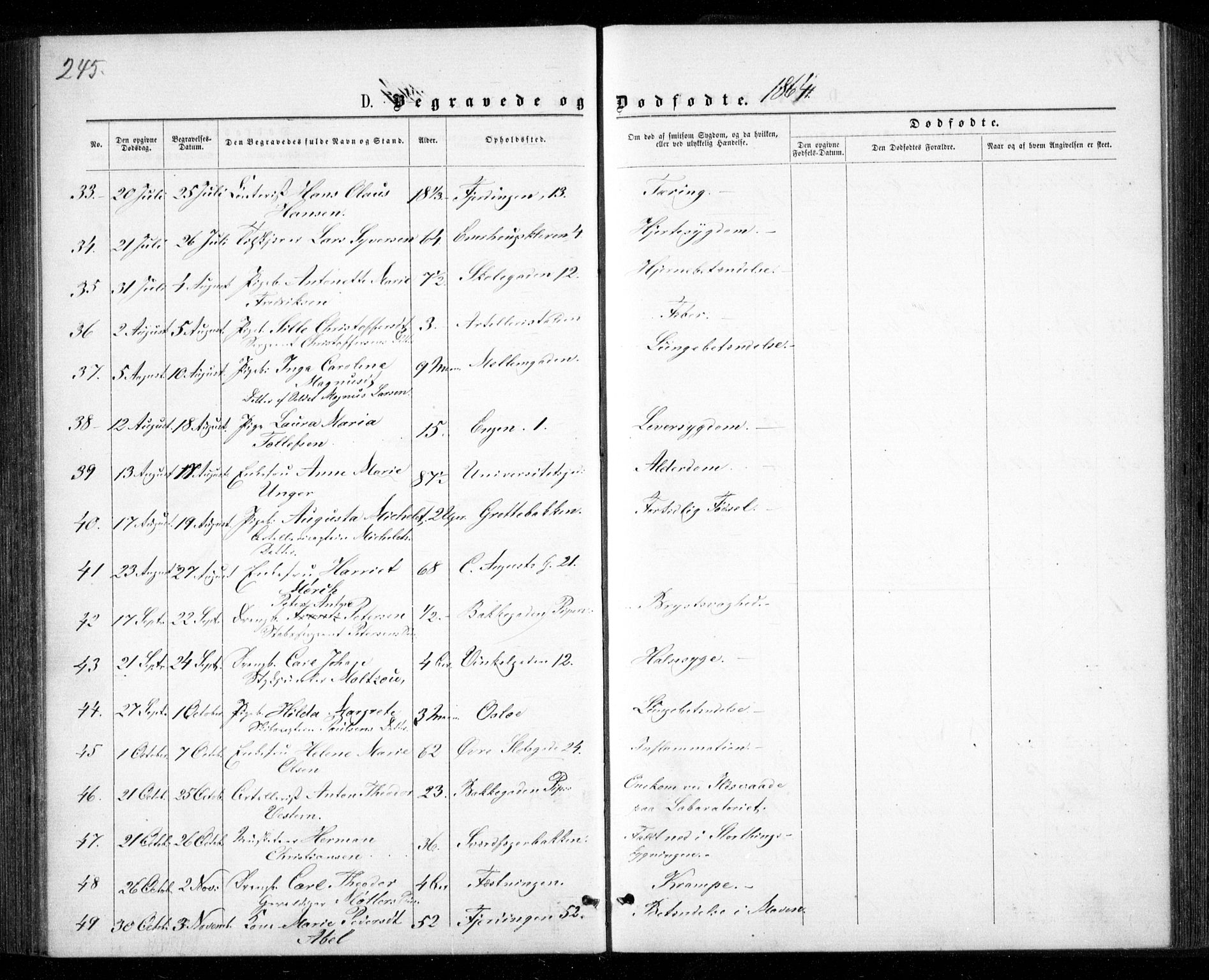 Garnisonsmenigheten Kirkebøker, AV/SAO-A-10846/G/Ga/L0006: Parish register (copy) no. 6, 1860-1880, p. 245