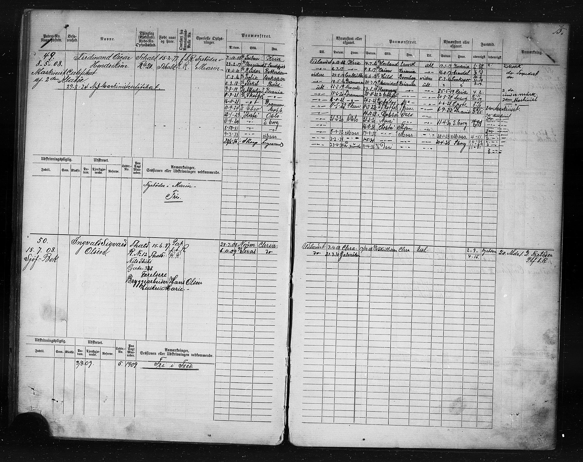 Halden mønstringskontor, AV/SAO-A-10569a/F/Fc/Fcd/L0003: Annotasjons- og hovedrulle for maskinister og fyrbøtere, 1876-1918, p. 36