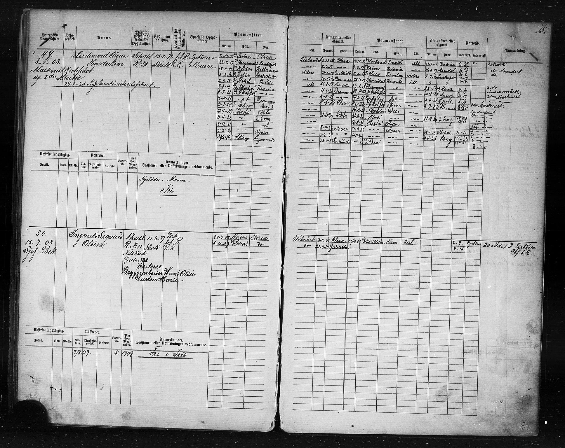 Halden mønstringskontor, SAO/A-10569a/F/Fc/Fcd/L0003: Annotasjons- og hovedrulle for maskinister og fyrbøtere, 1876-1918, p. 36