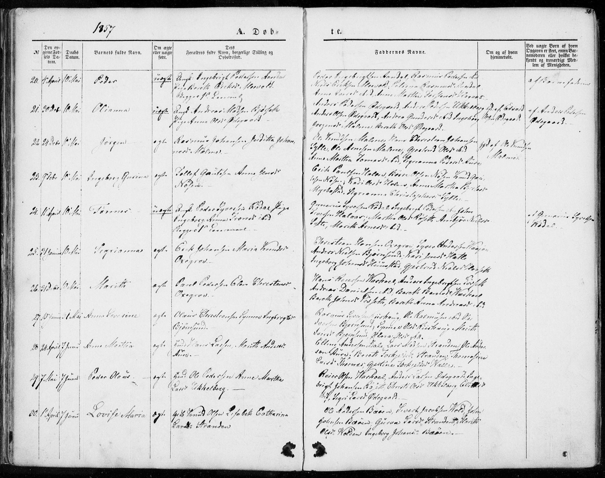 Ministerialprotokoller, klokkerbøker og fødselsregistre - Møre og Romsdal, AV/SAT-A-1454/565/L0748: Parish register (official) no. 565A02, 1845-1872, p. 36