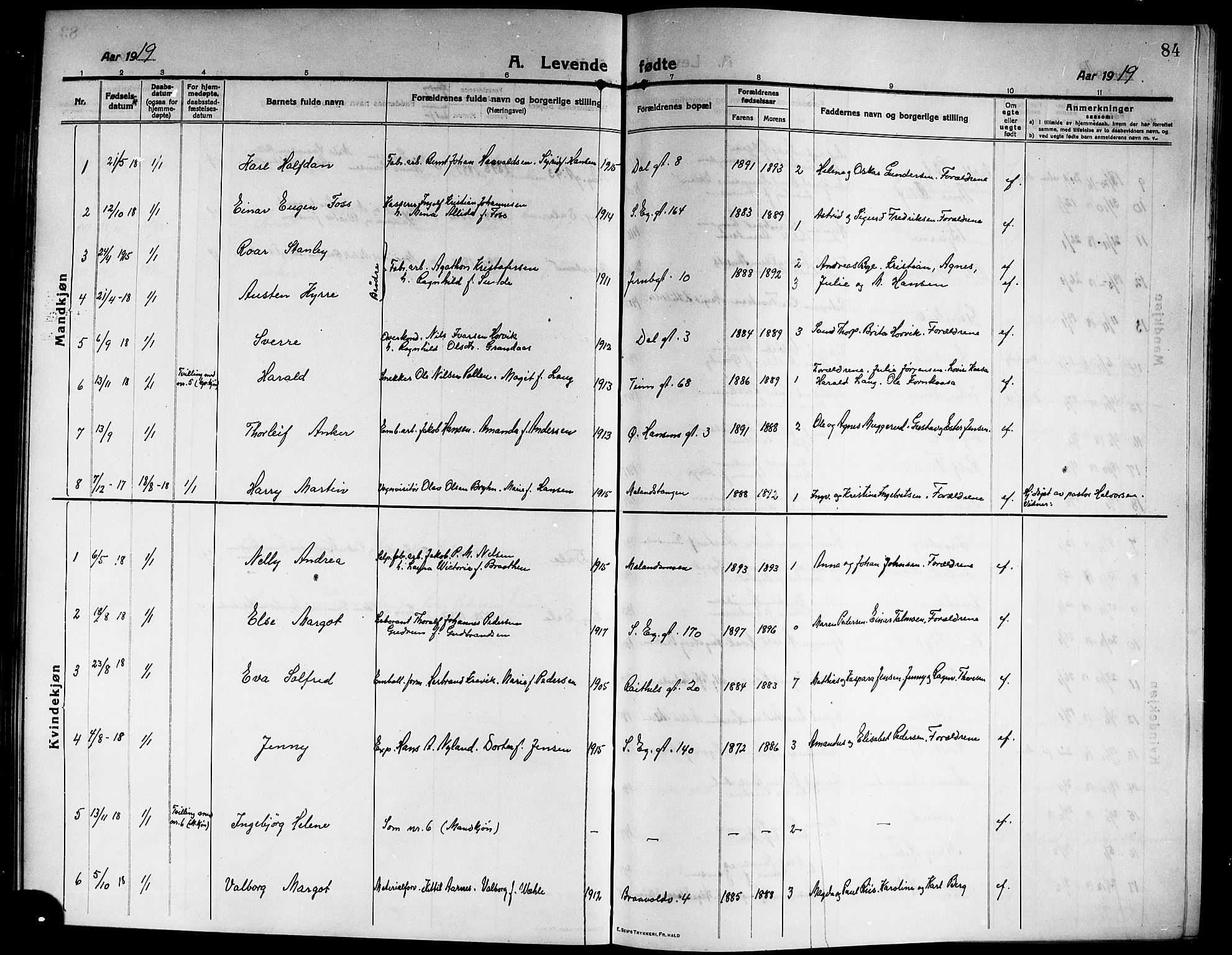 Rjukan kirkebøker, SAKO/A-294/G/Ga/L0002: Parish register (copy) no. 2, 1913-1920, p. 84
