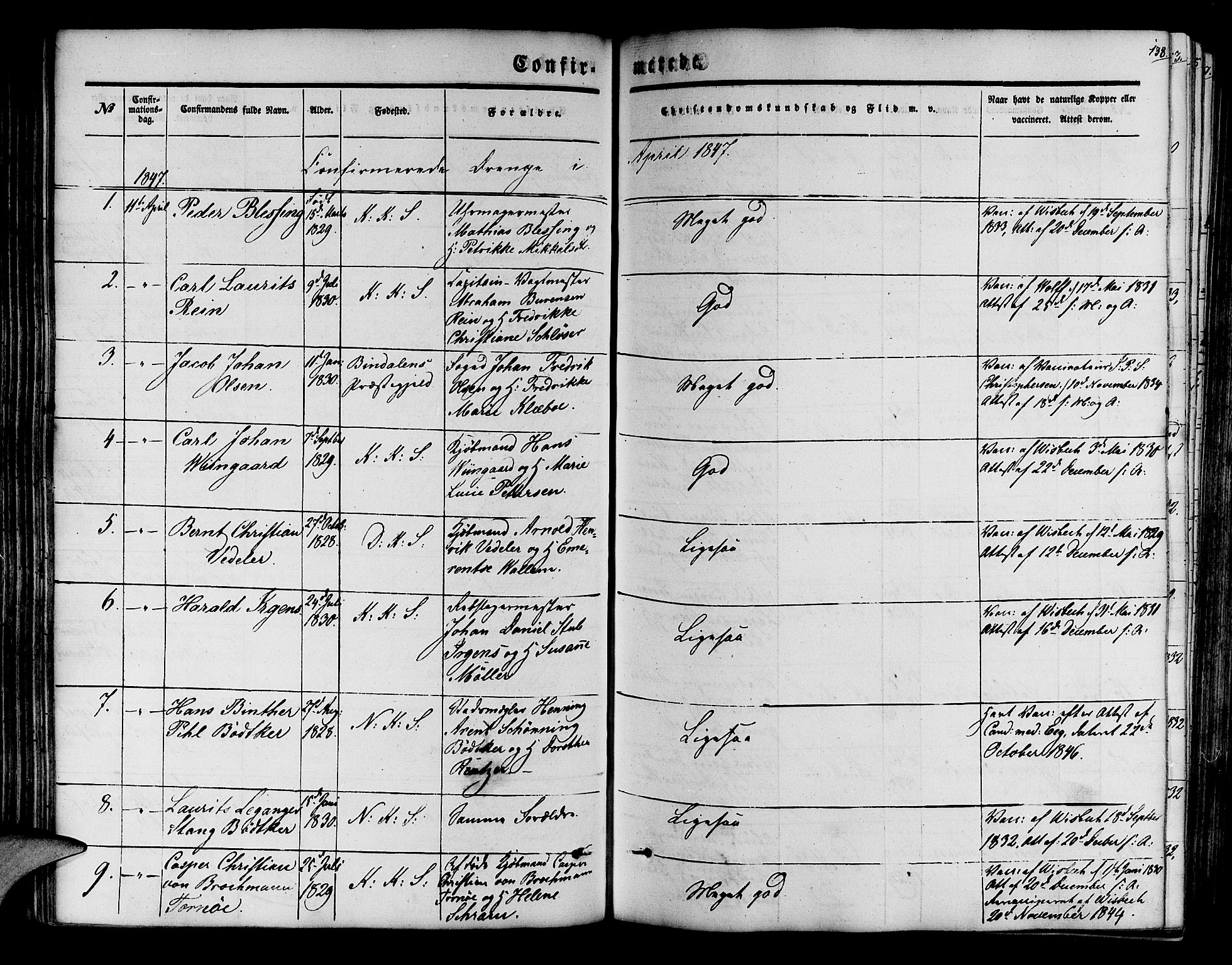 Korskirken sokneprestembete, SAB/A-76101/H/Hab: Parish register (copy) no. C 1, 1839-1868, p. 138