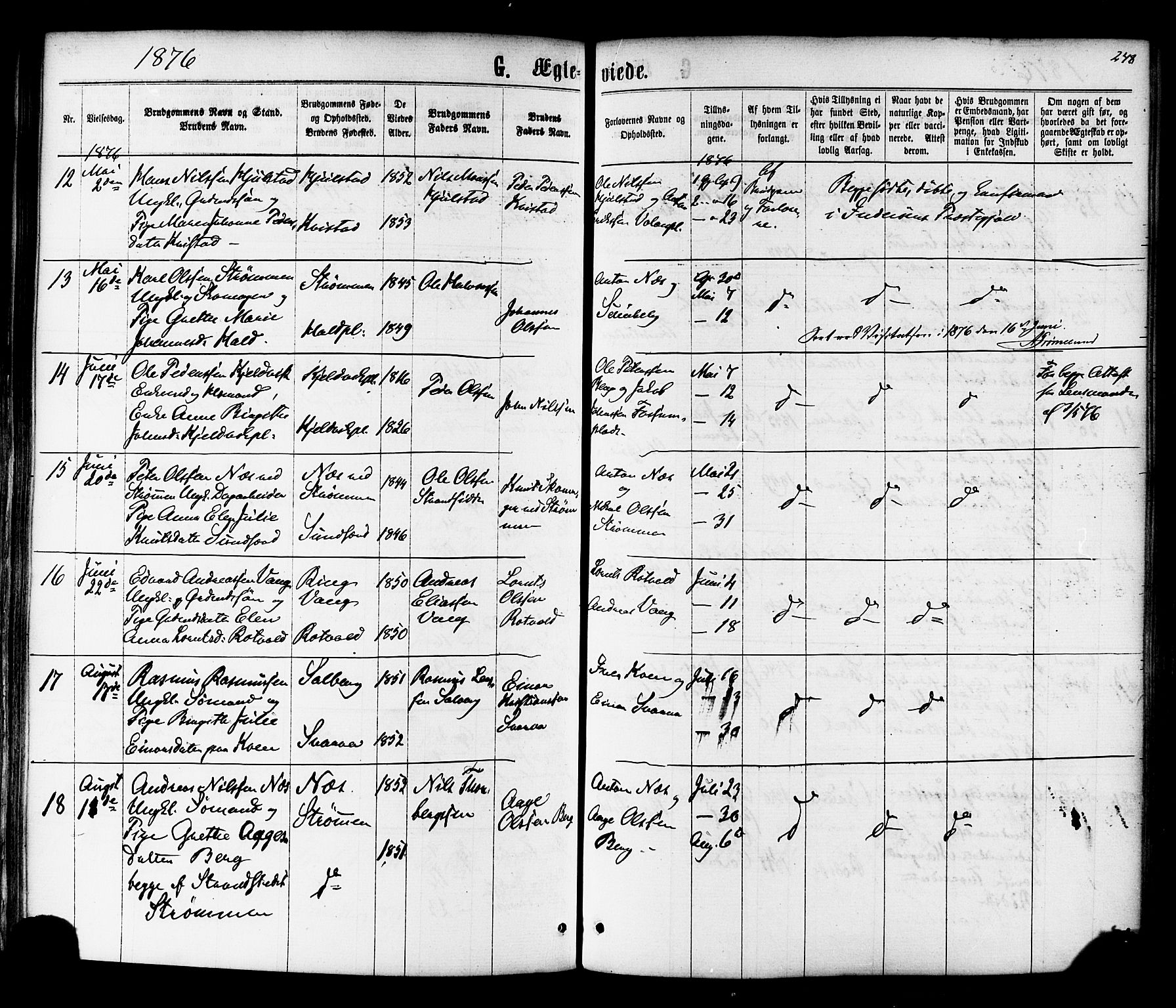 Ministerialprotokoller, klokkerbøker og fødselsregistre - Nord-Trøndelag, AV/SAT-A-1458/730/L0284: Parish register (official) no. 730A09, 1866-1878, p. 248