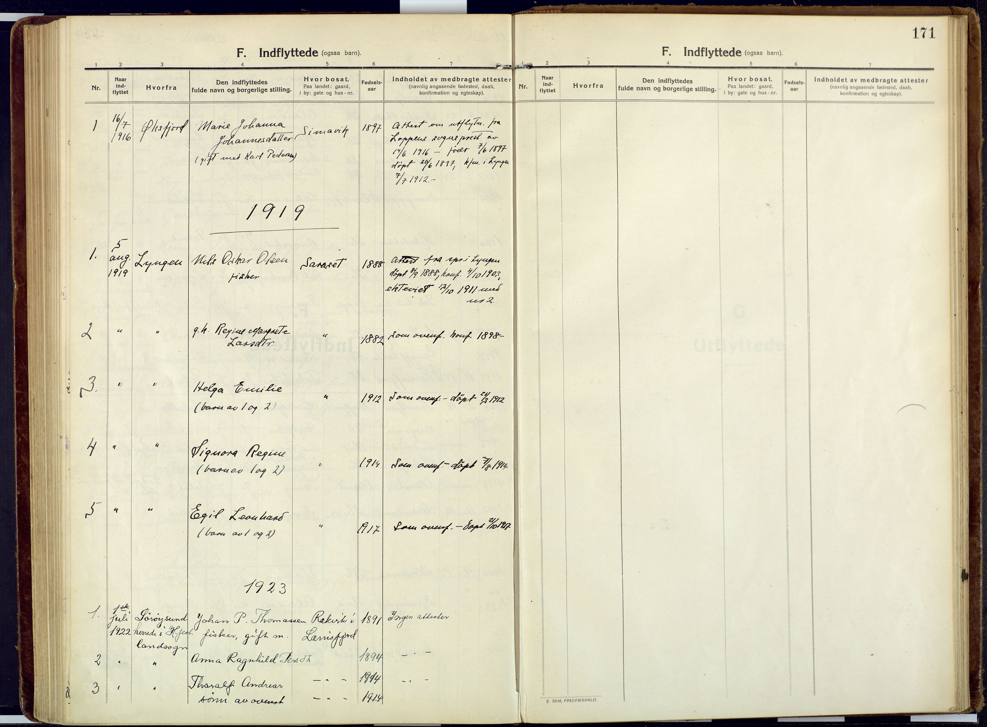 Talvik sokneprestkontor, SATØ/S-1337/H/Ha/L0018kirke: Parish register (official) no. 18, 1915-1924, p. 171