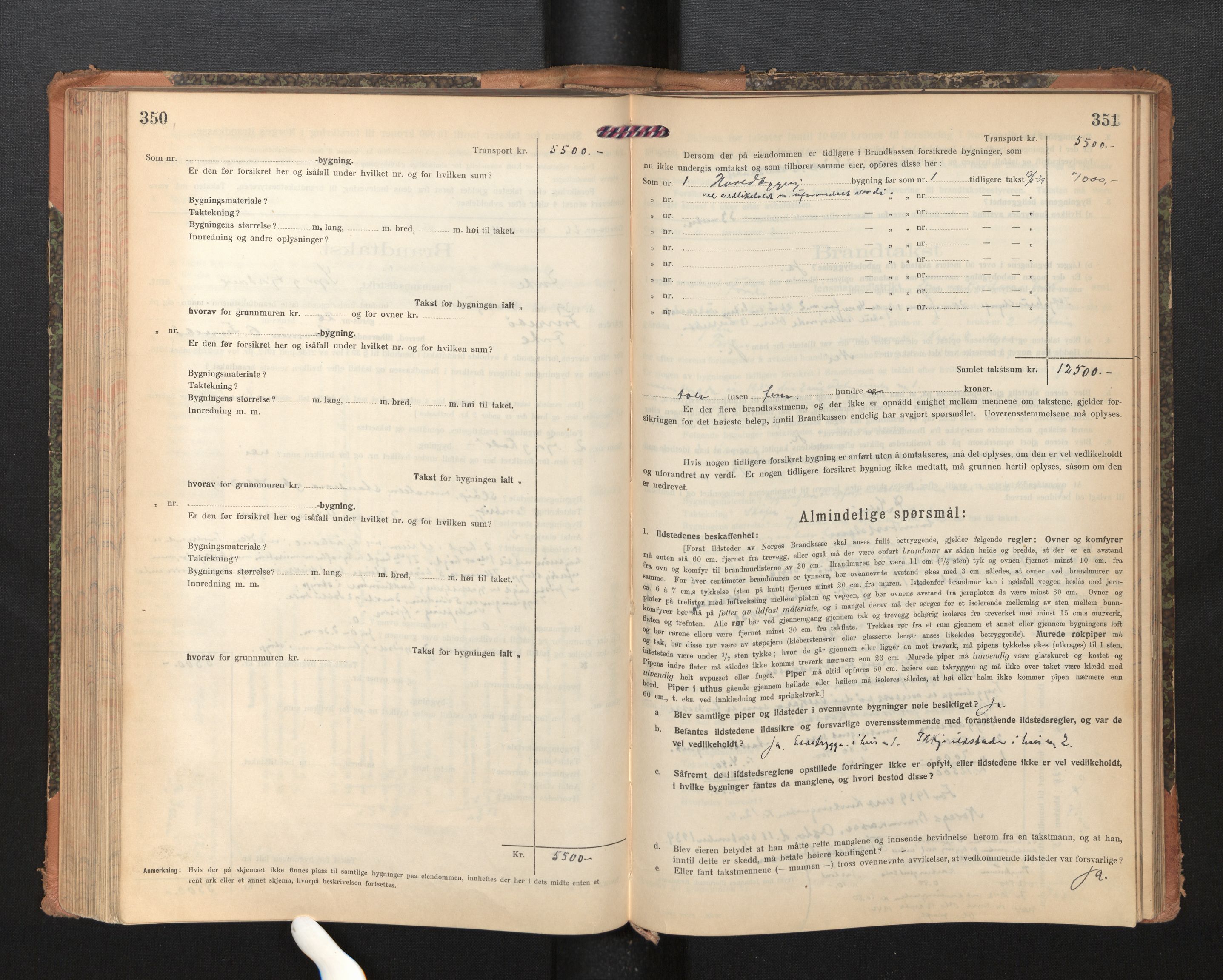 Lensmannen i Førde, AV/SAB-A-27401/0012/L0009: Branntakstprotokoll, skjematakst, 1922-1946, p. 350-351