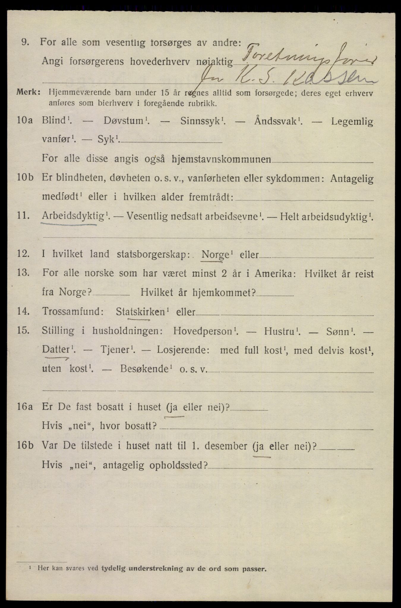 SAKO, 1920 census for Eidanger, 1920, p. 5007