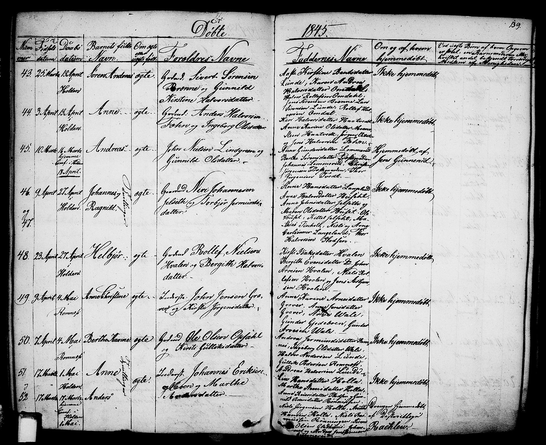 Holla kirkebøker, AV/SAKO-A-272/F/Fa/L0004: Parish register (official) no. 4, 1830-1848, p. 139