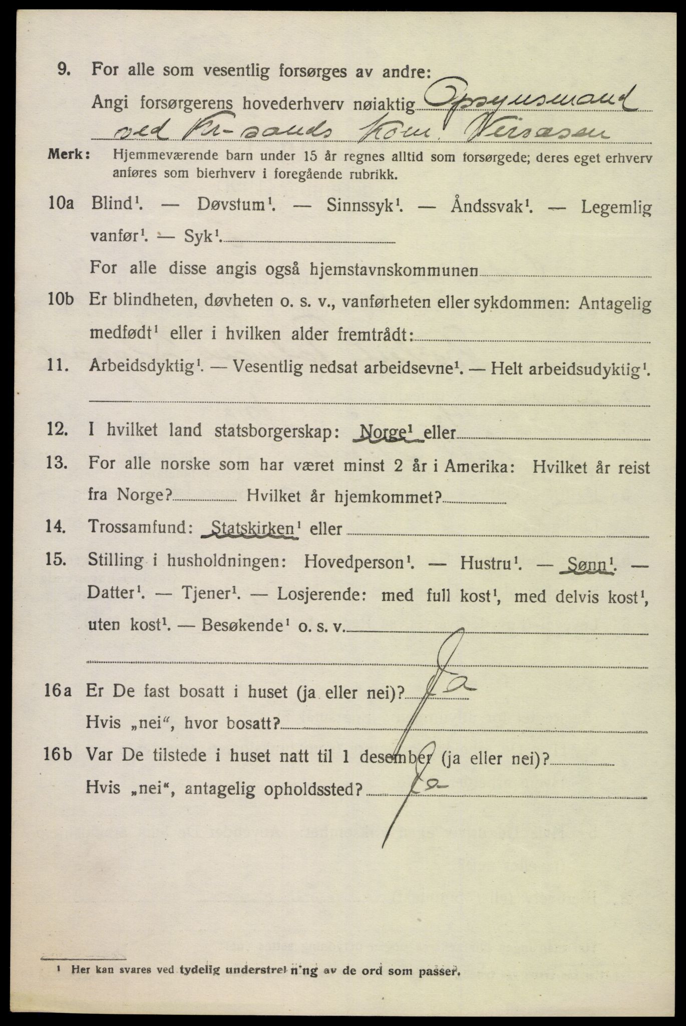 SAK, 1920 census for Oddernes, 1920, p. 9652