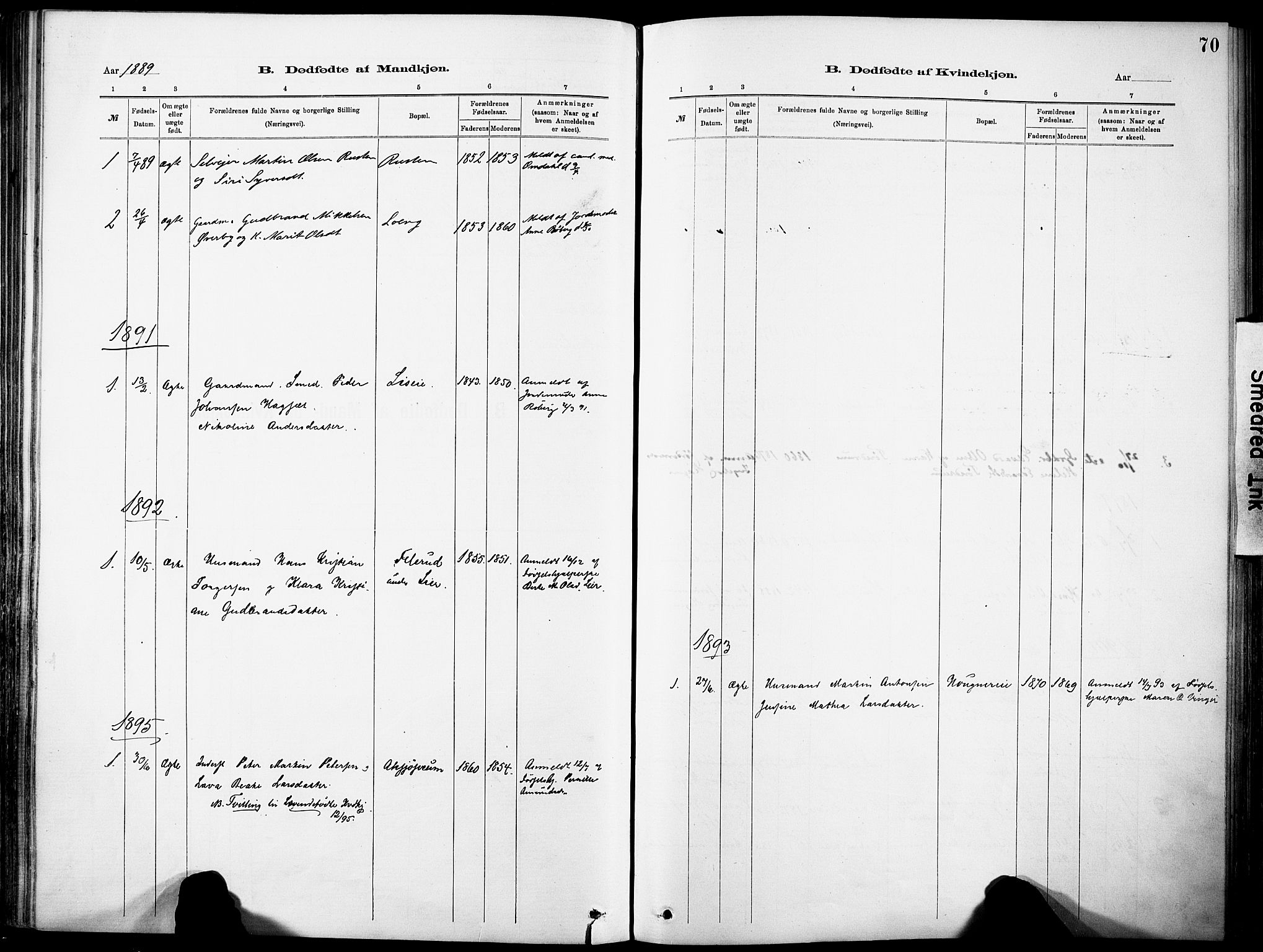 Nordre Land prestekontor, SAH/PREST-124/H/Ha/Haa/L0005: Parish register (official) no. 5, 1882-1903, p. 70
