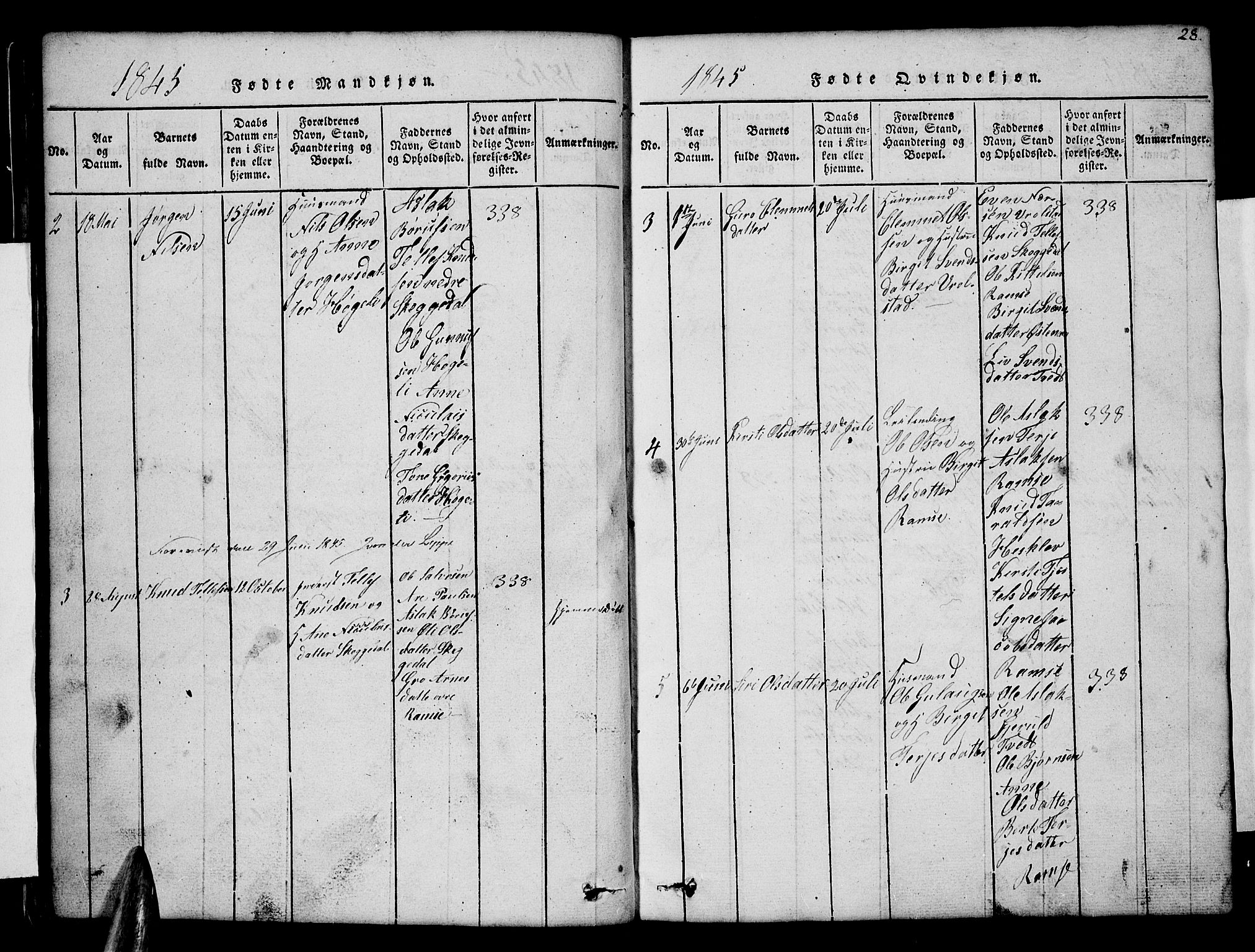 Åmli sokneprestkontor, AV/SAK-1111-0050/F/Fb/Fbb/L0001: Parish register (copy) no. B 1, 1816-1889, p. 28