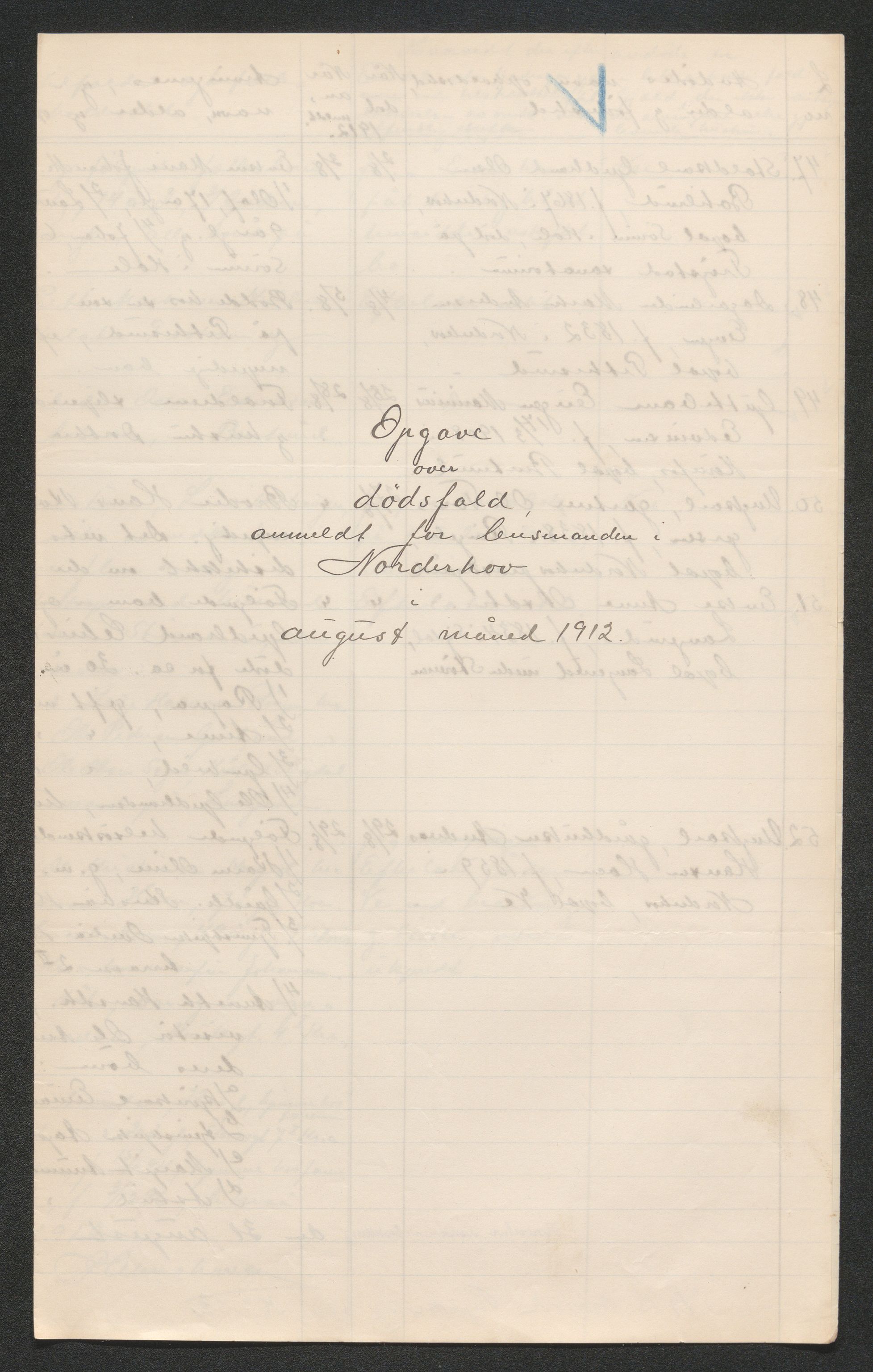 Ringerike sorenskriveri, AV/SAKO-A-105/H/Ha/Hab/L0012: Dødsfallslister Norderhov, 1909-1923