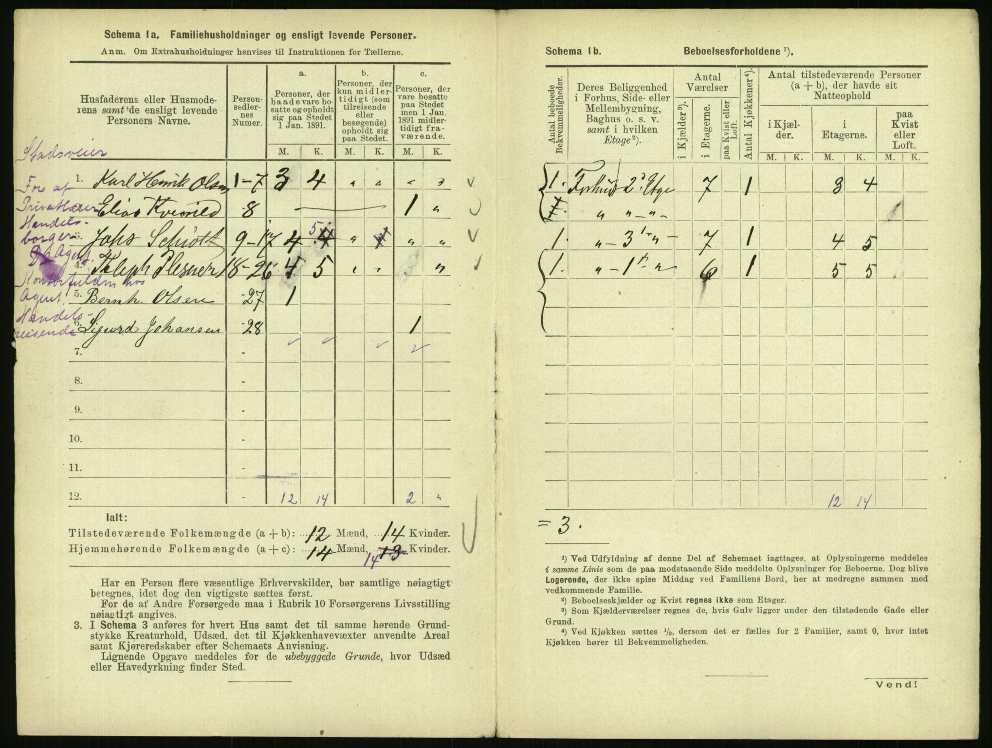 RA, 1891 census for 0301 Kristiania, 1891, p. 46516