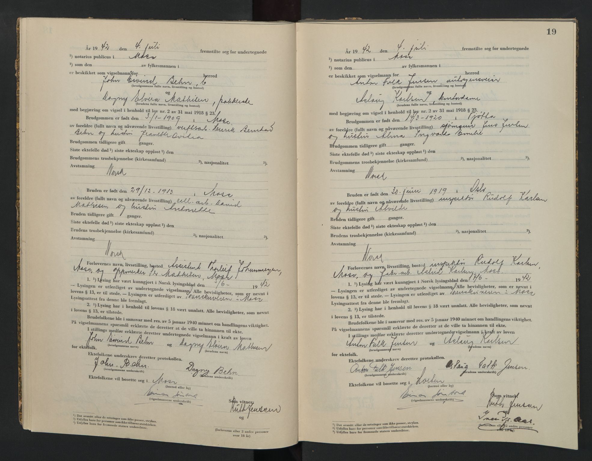 Moss sorenskriveri, AV/SAO-A-10168, 1942-1943, p. 19