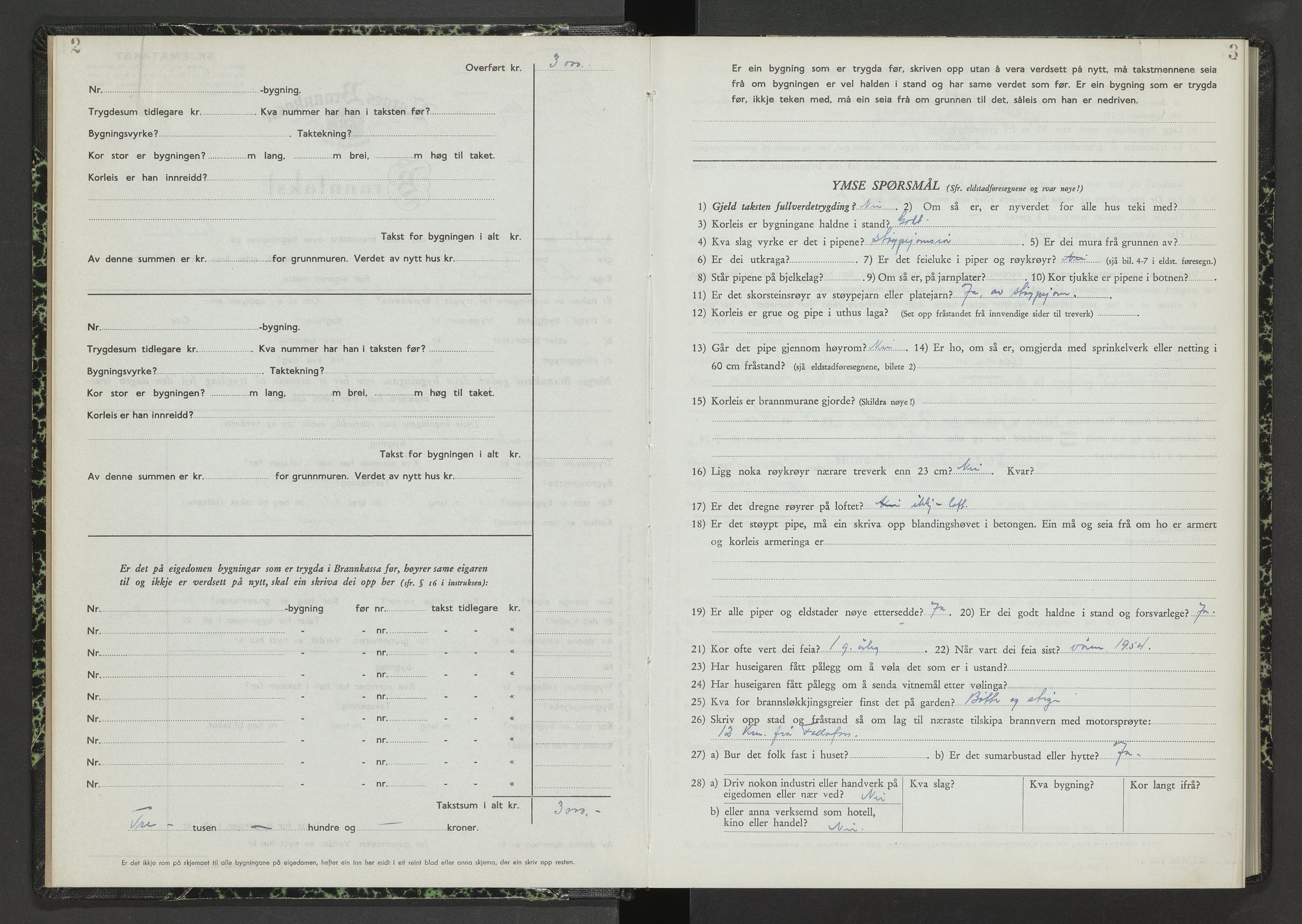 Norges Brannkasse Verran, AV/SAT-A-5545/Fb/L0003: Branntakstprotokoll, 1954-1957