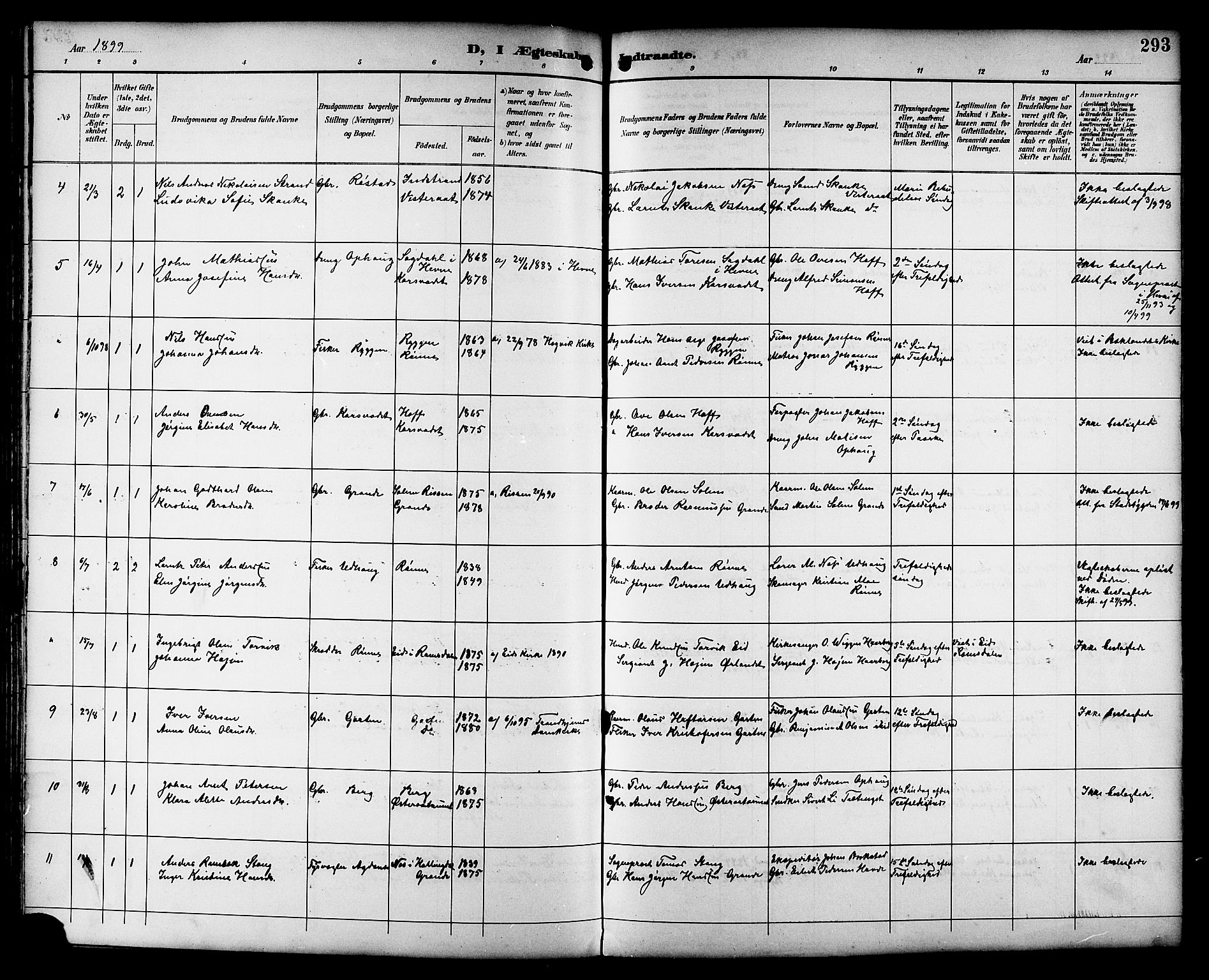 Ministerialprotokoller, klokkerbøker og fødselsregistre - Sør-Trøndelag, AV/SAT-A-1456/659/L0746: Parish register (copy) no. 659C03, 1893-1912, p. 293