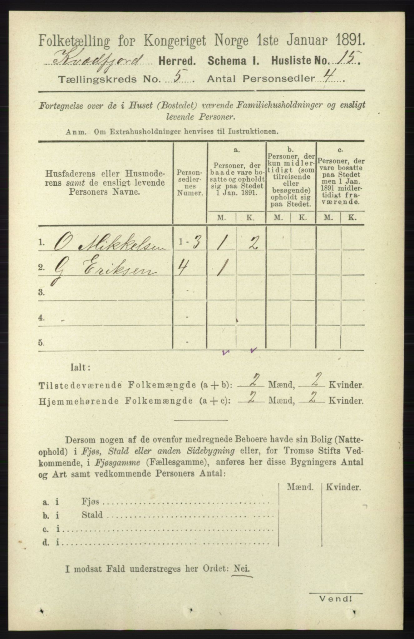 RA, 1891 census for 1911 Kvæfjord, 1891, p. 2779