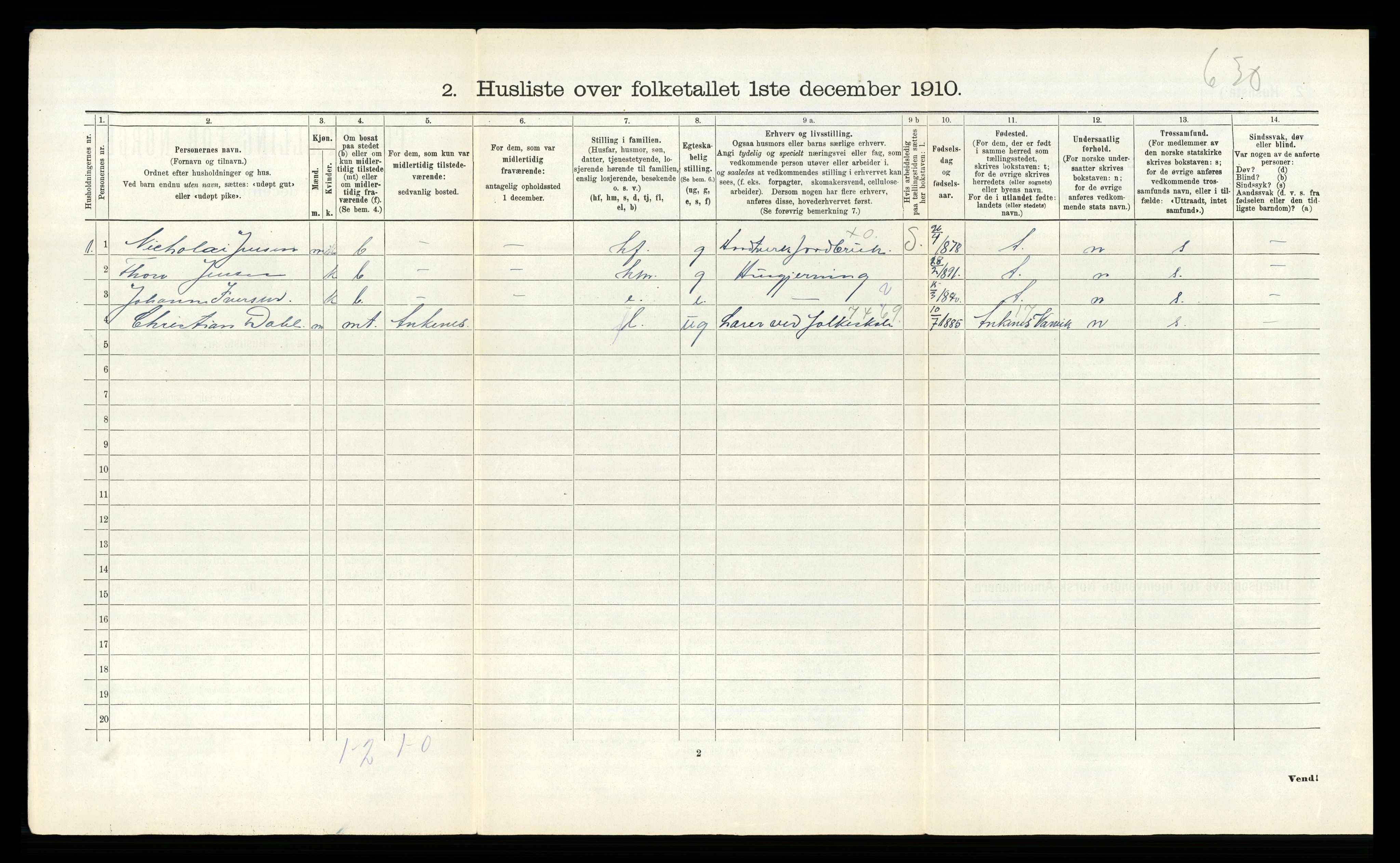 RA, 1910 census for Hamarøy, 1910, p. 55