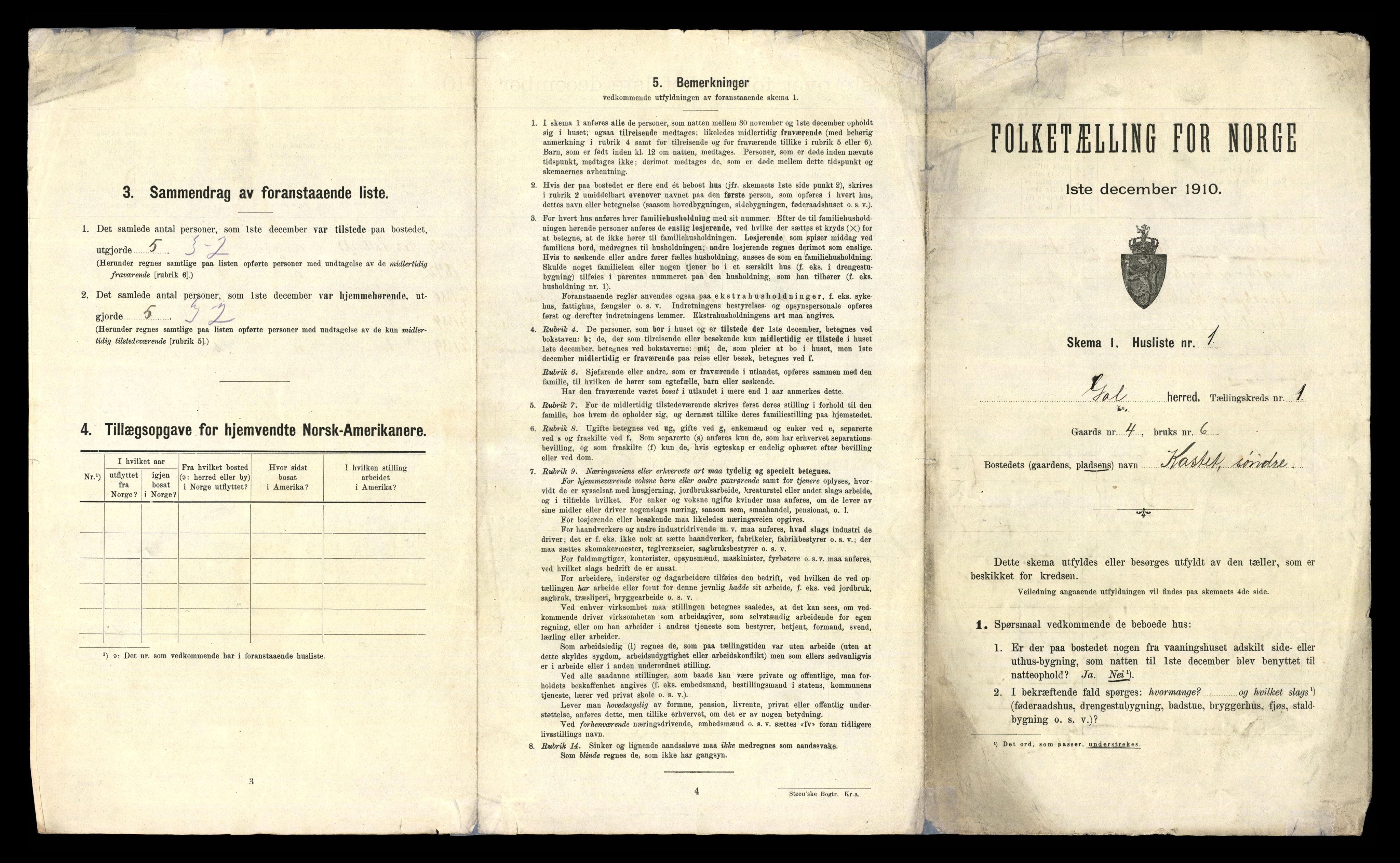 RA, 1910 census for Gol, 1910, p. 32