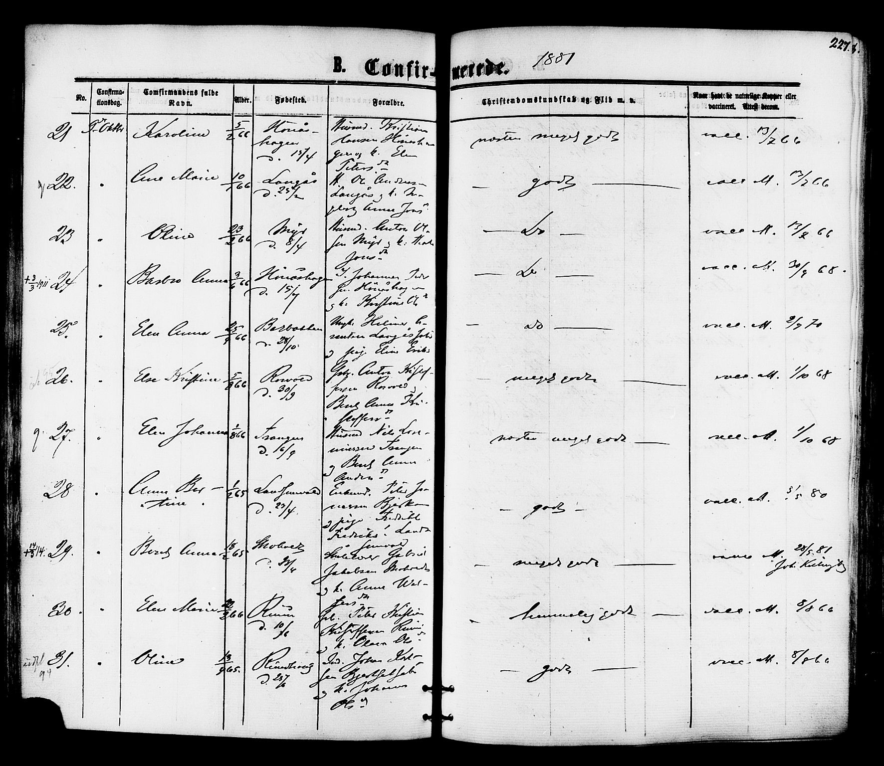 Ministerialprotokoller, klokkerbøker og fødselsregistre - Nord-Trøndelag, AV/SAT-A-1458/701/L0009: Parish register (official) no. 701A09 /1, 1864-1882, p. 227