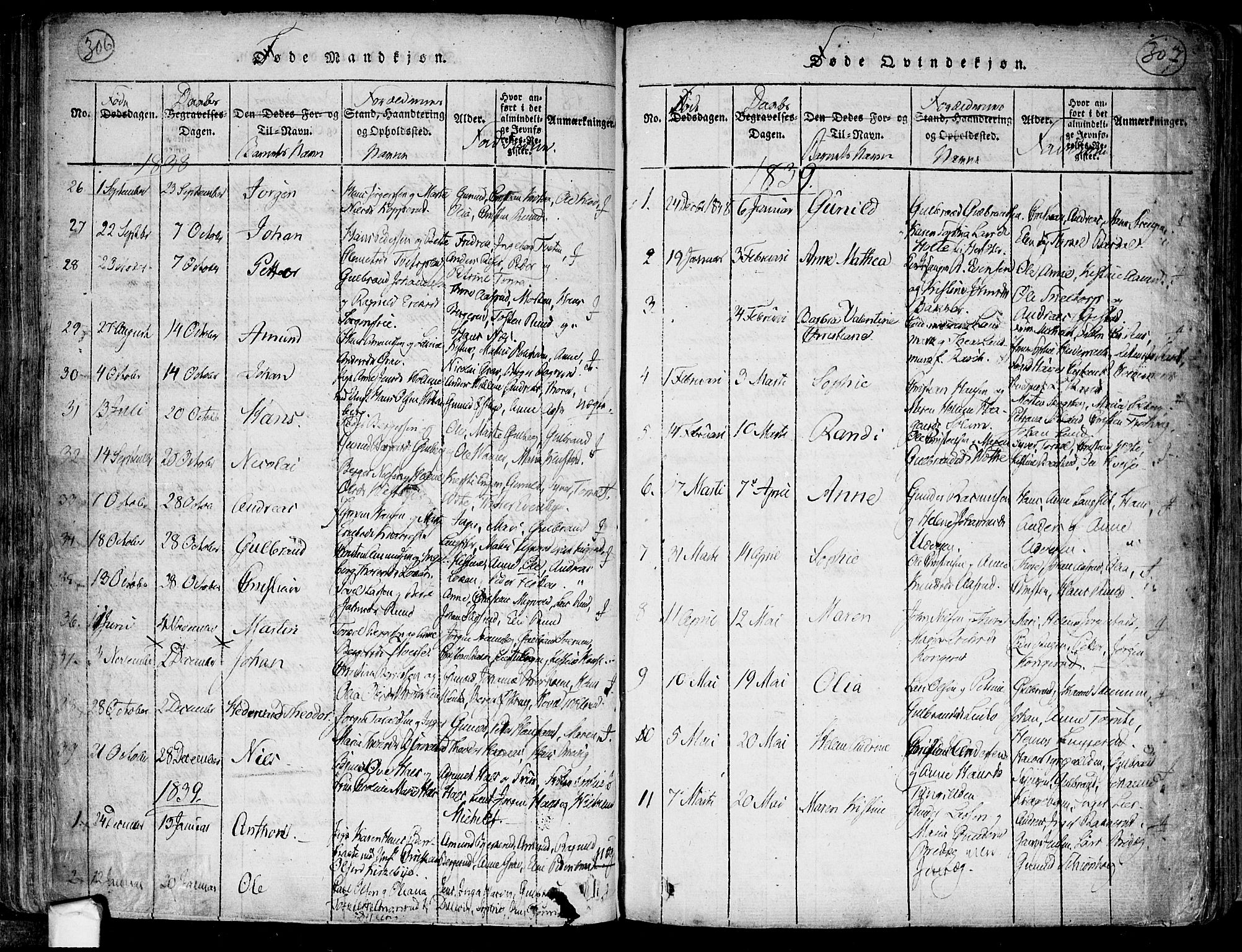 Trøgstad prestekontor Kirkebøker, SAO/A-10925/F/Fa/L0006: Parish register (official) no. I 6, 1815-1844, p. 306-307