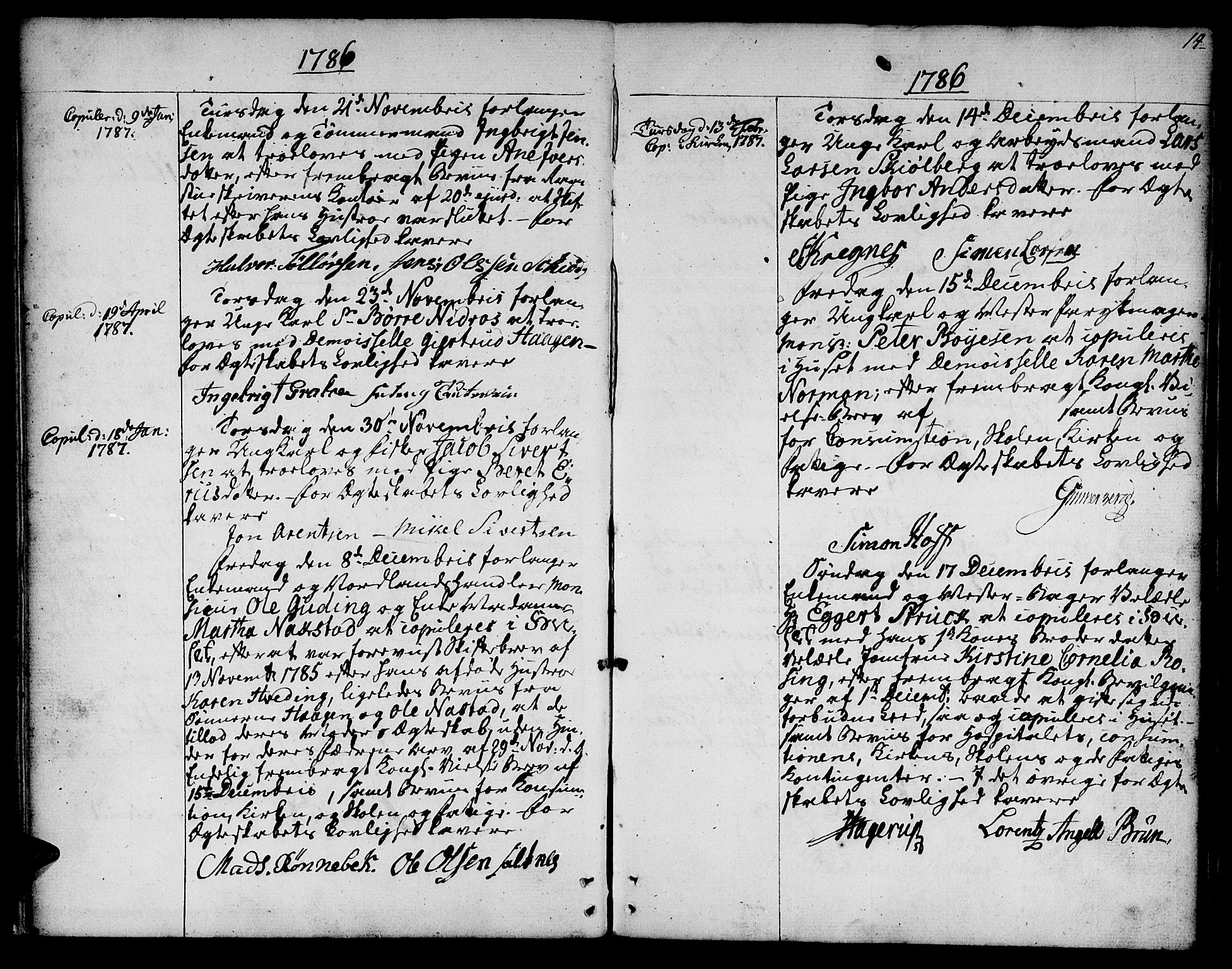 Ministerialprotokoller, klokkerbøker og fødselsregistre - Sør-Trøndelag, SAT/A-1456/601/L0041: Parish register (official) no. 601A09, 1784-1801, p. 14