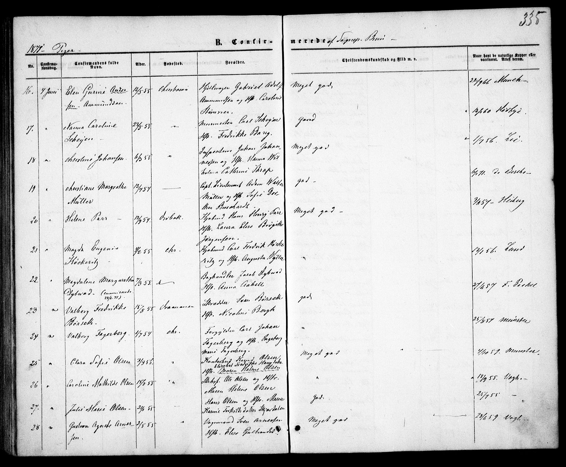 Trefoldighet prestekontor Kirkebøker, AV/SAO-A-10882/F/Fb/L0001: Parish register (official) no. II 1, 1858-1871, p. 335