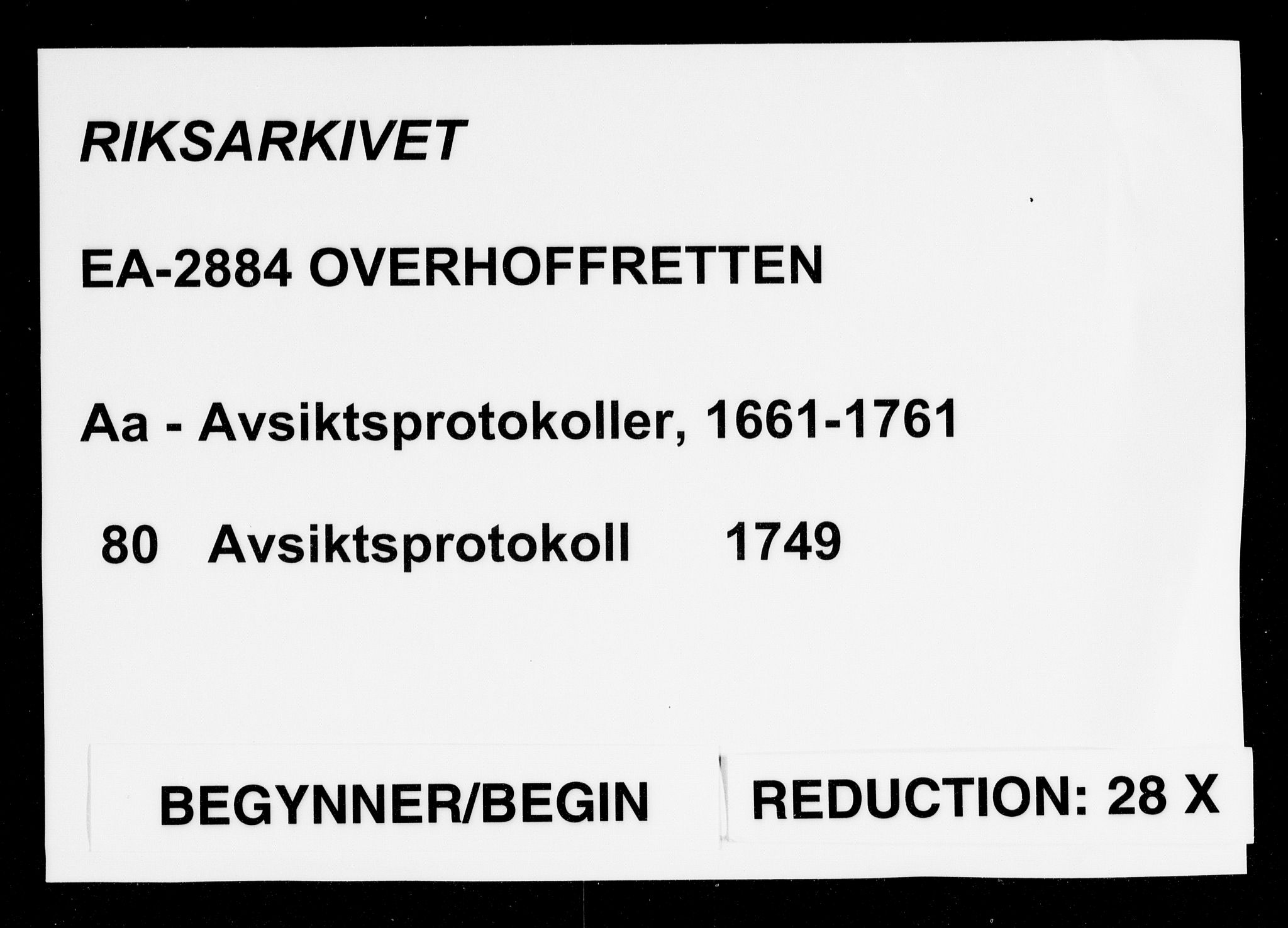 Overhoffretten 1667-1797, AV/RA-EA-2884/Aa/L0080: Avsiktsprotokoll, 1749