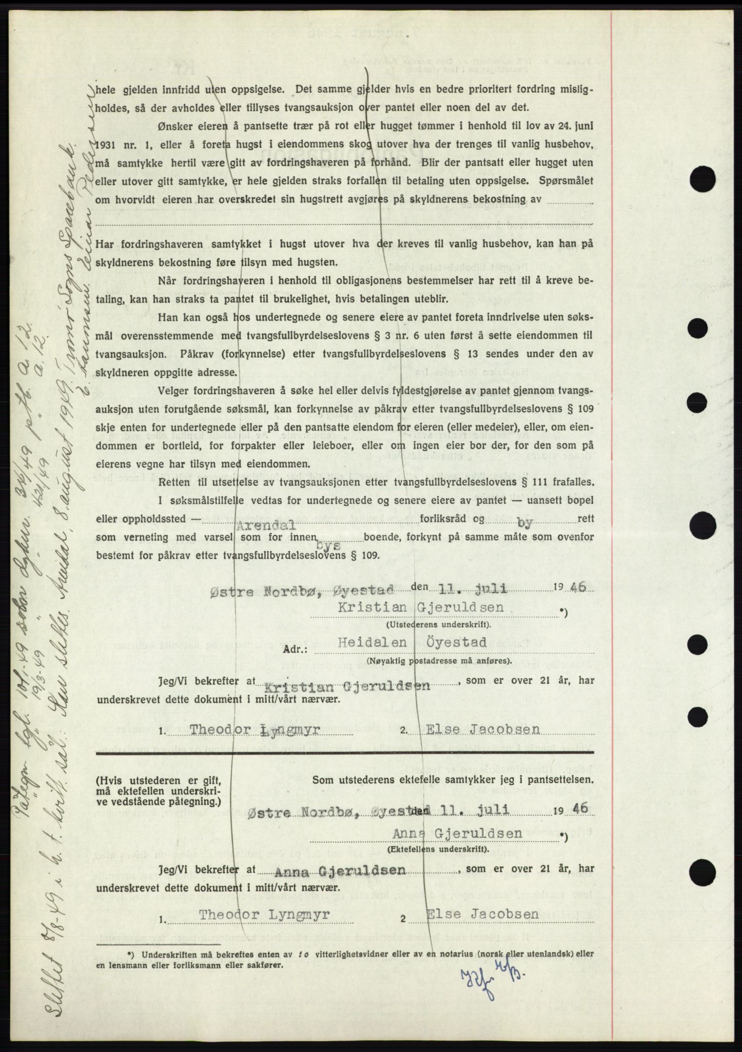 Nedenes sorenskriveri, SAK/1221-0006/G/Gb/Gbb/L0003: Mortgage book no. B3b, 1946-1946, Diary no: : 886/1946