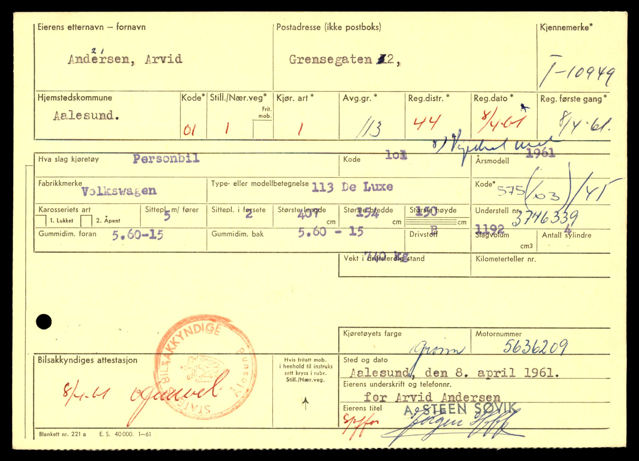 Møre og Romsdal vegkontor - Ålesund trafikkstasjon, AV/SAT-A-4099/F/Fe/L0025: Registreringskort for kjøretøy T 10931 - T 11045, 1927-1998, p. 497