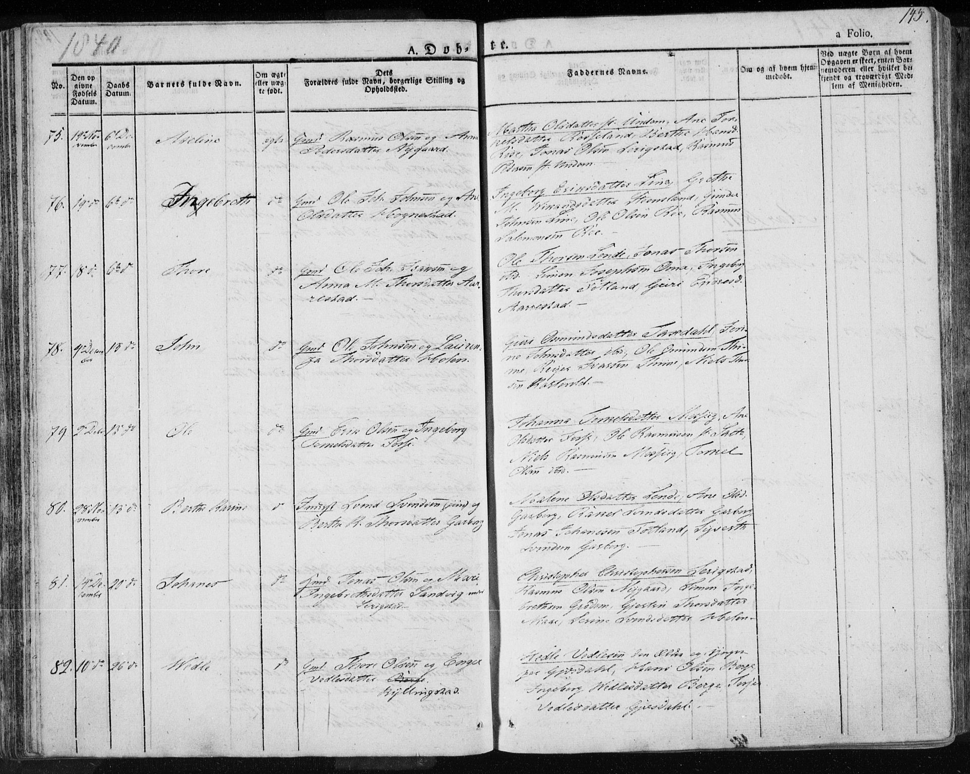 Lye sokneprestkontor, AV/SAST-A-101794/001/30BA/L0004: Parish register (official) no. A 4, 1826-1841, p. 145