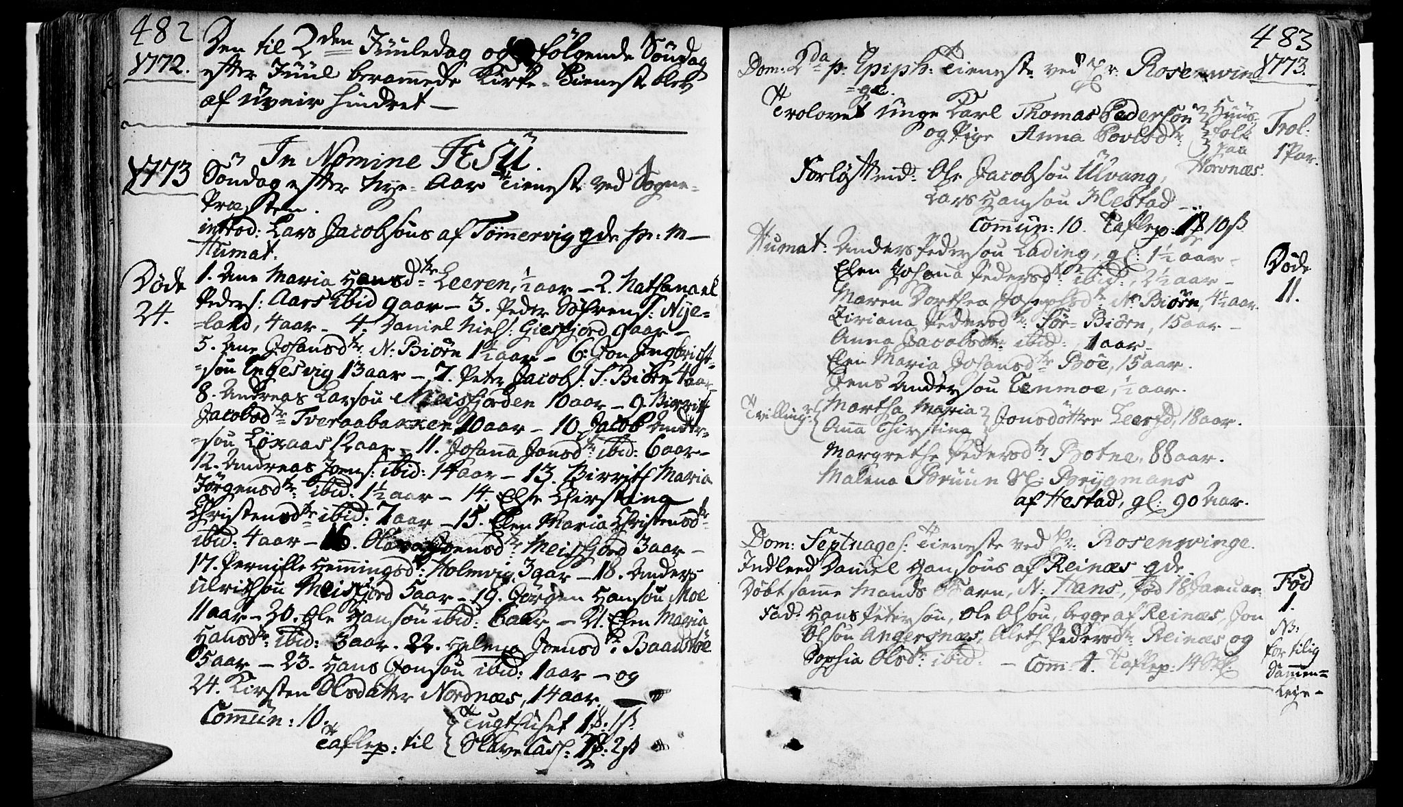 Ministerialprotokoller, klokkerbøker og fødselsregistre - Nordland, SAT/A-1459/830/L0437: Parish register (official) no. 830A05 /2, 1768-1776, p. 482-483