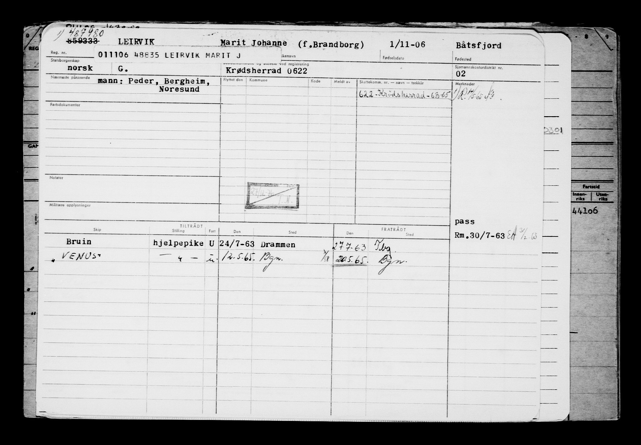 Direktoratet for sjømenn, AV/RA-S-3545/G/Gb/L0068: Hovedkort, 1906, p. 3